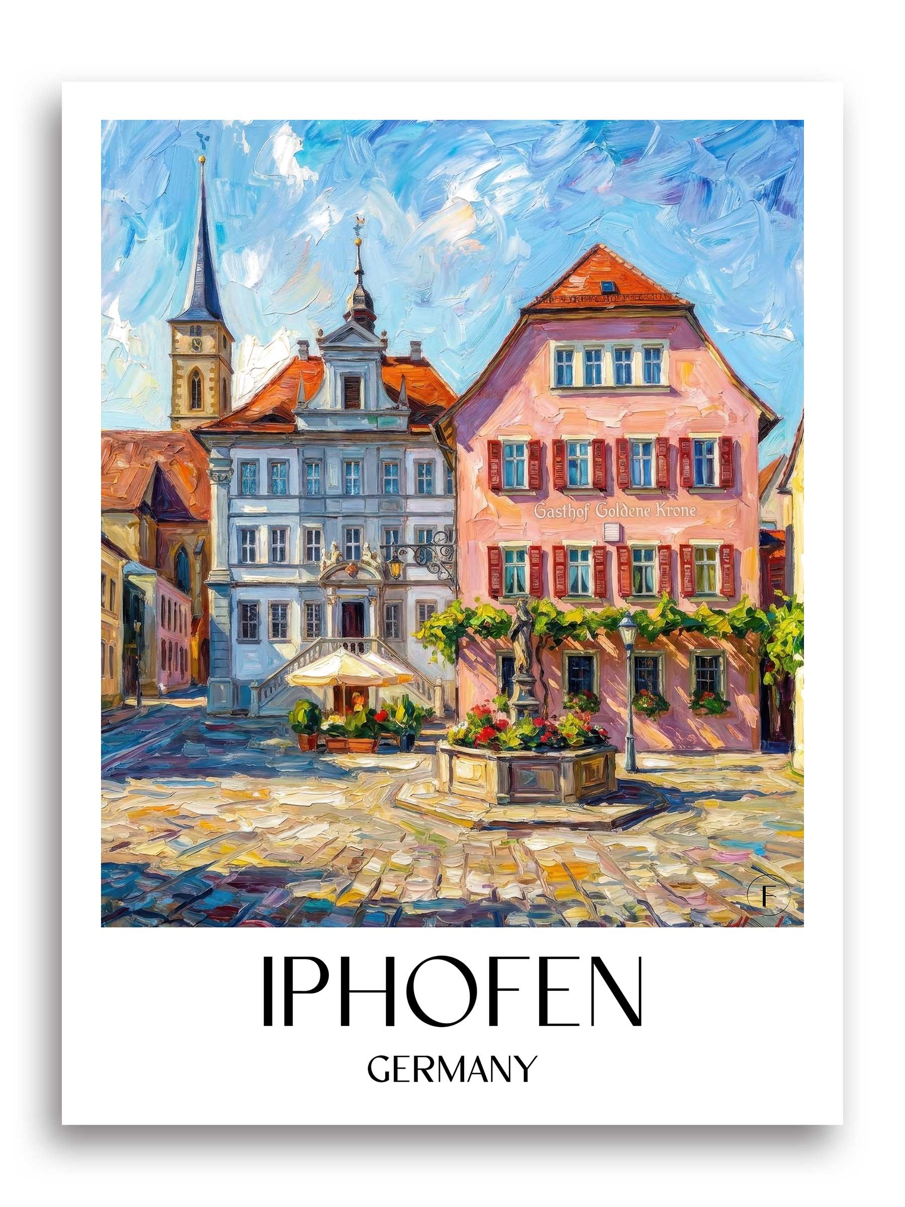 Iphofen Poster - - Deutschland Kunstdruck - Ölgemälde von A4 bis A1 - favplace