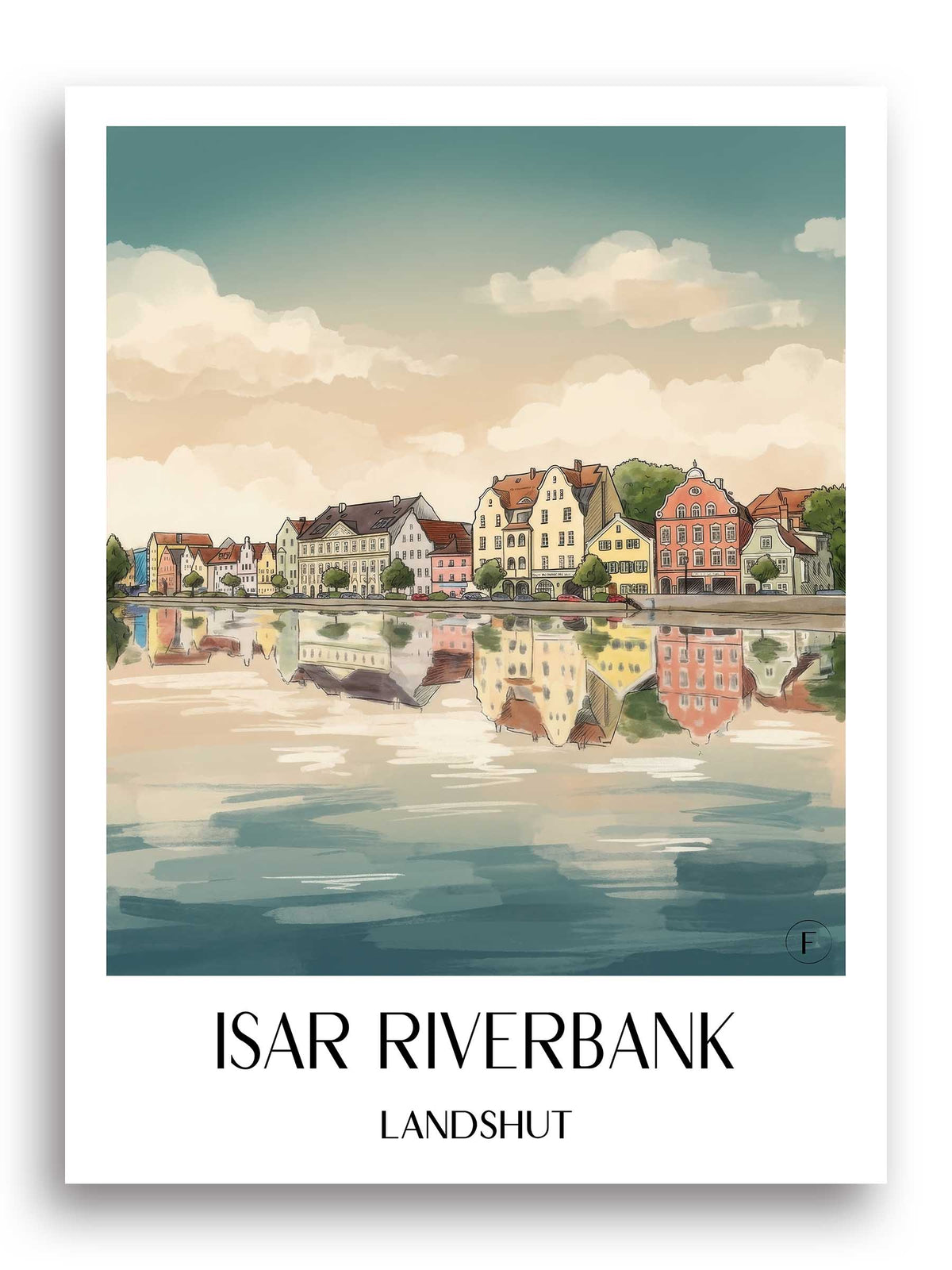 Isargestade Poster - Landshut - Deutschland Kunstdruck - Aquarell von A4 bis A1 - favplace