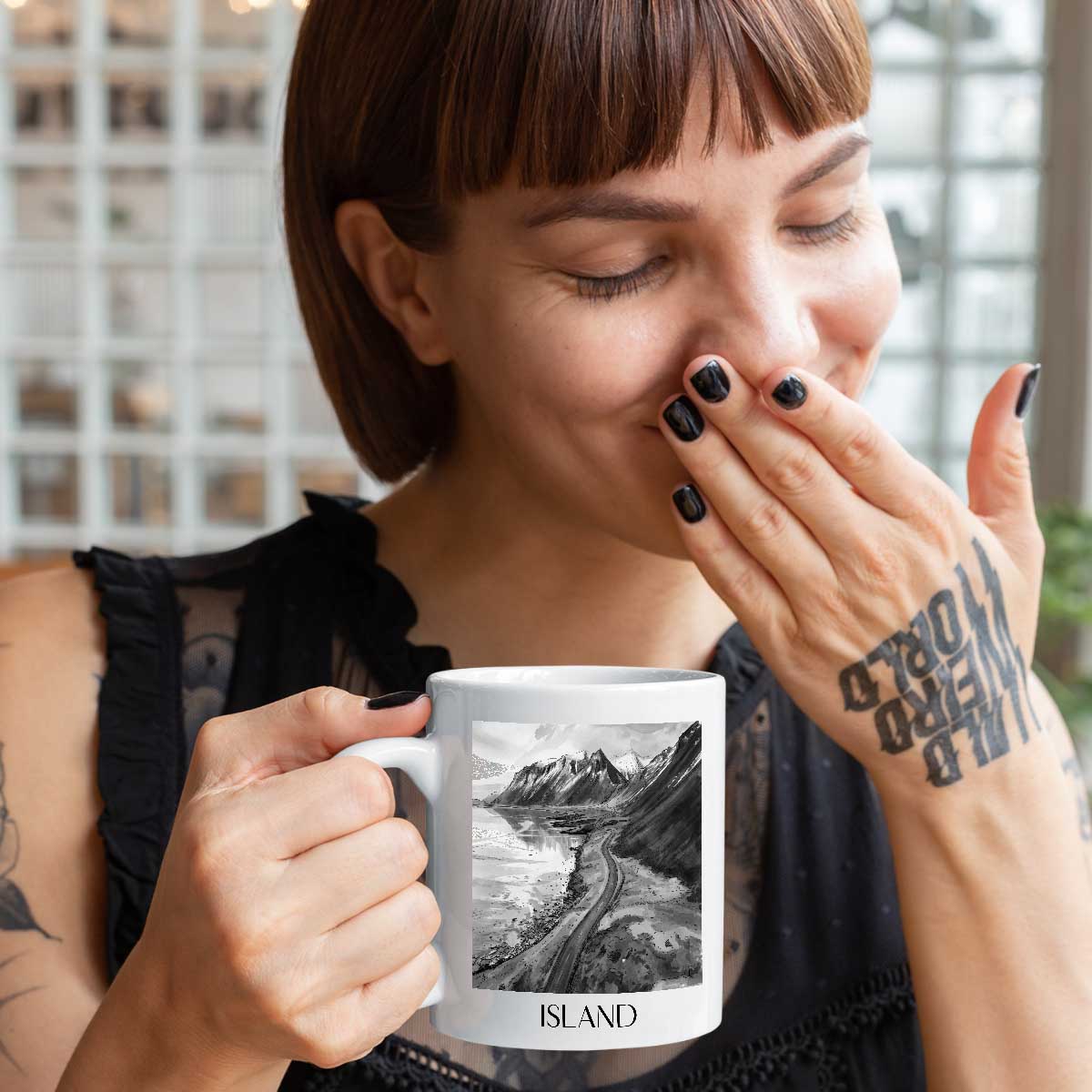 island-island-kaffeebecher-aquarell-schwarz-weiss