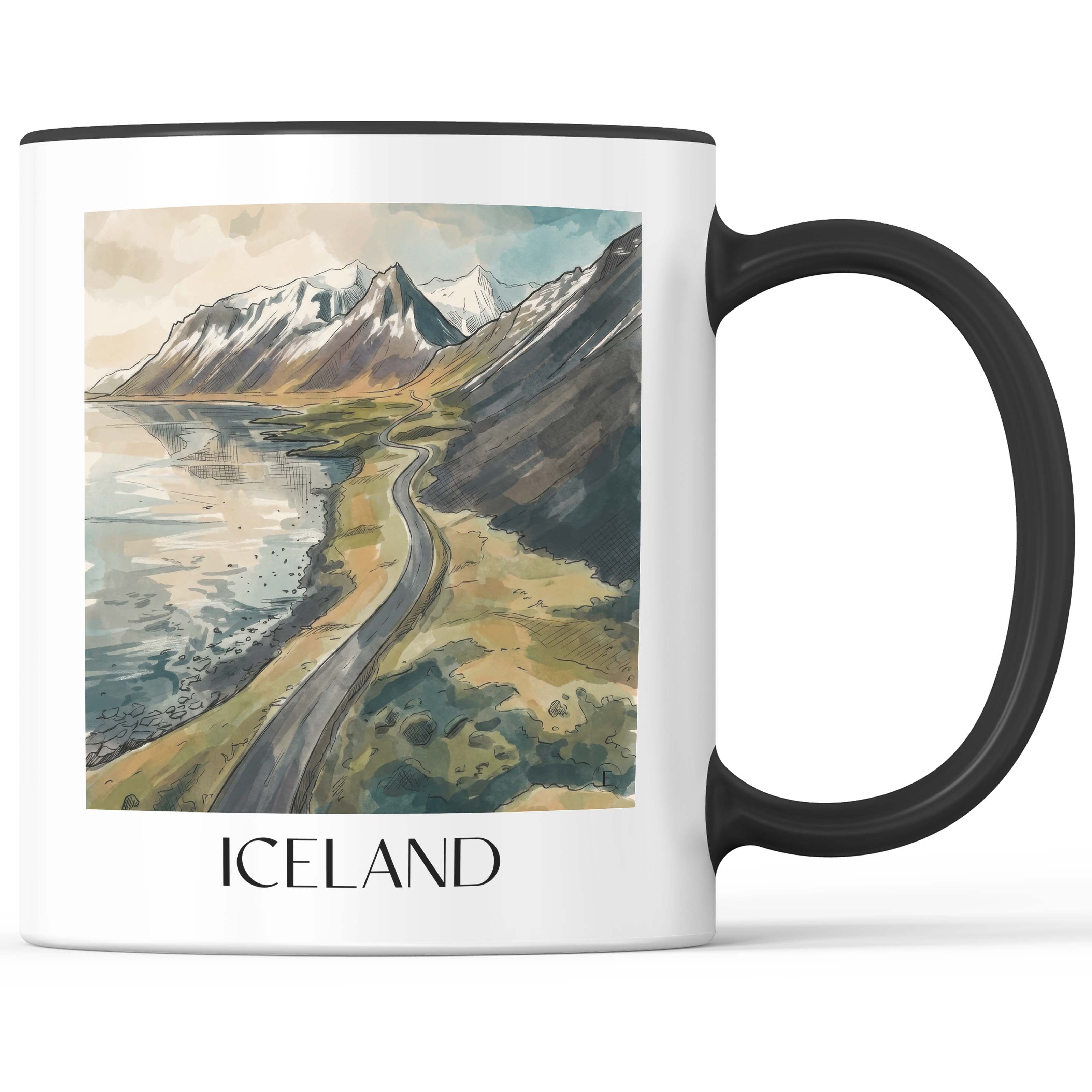 Island - Island Becher - Kaffeetasse im Aquarell Stil - favplace