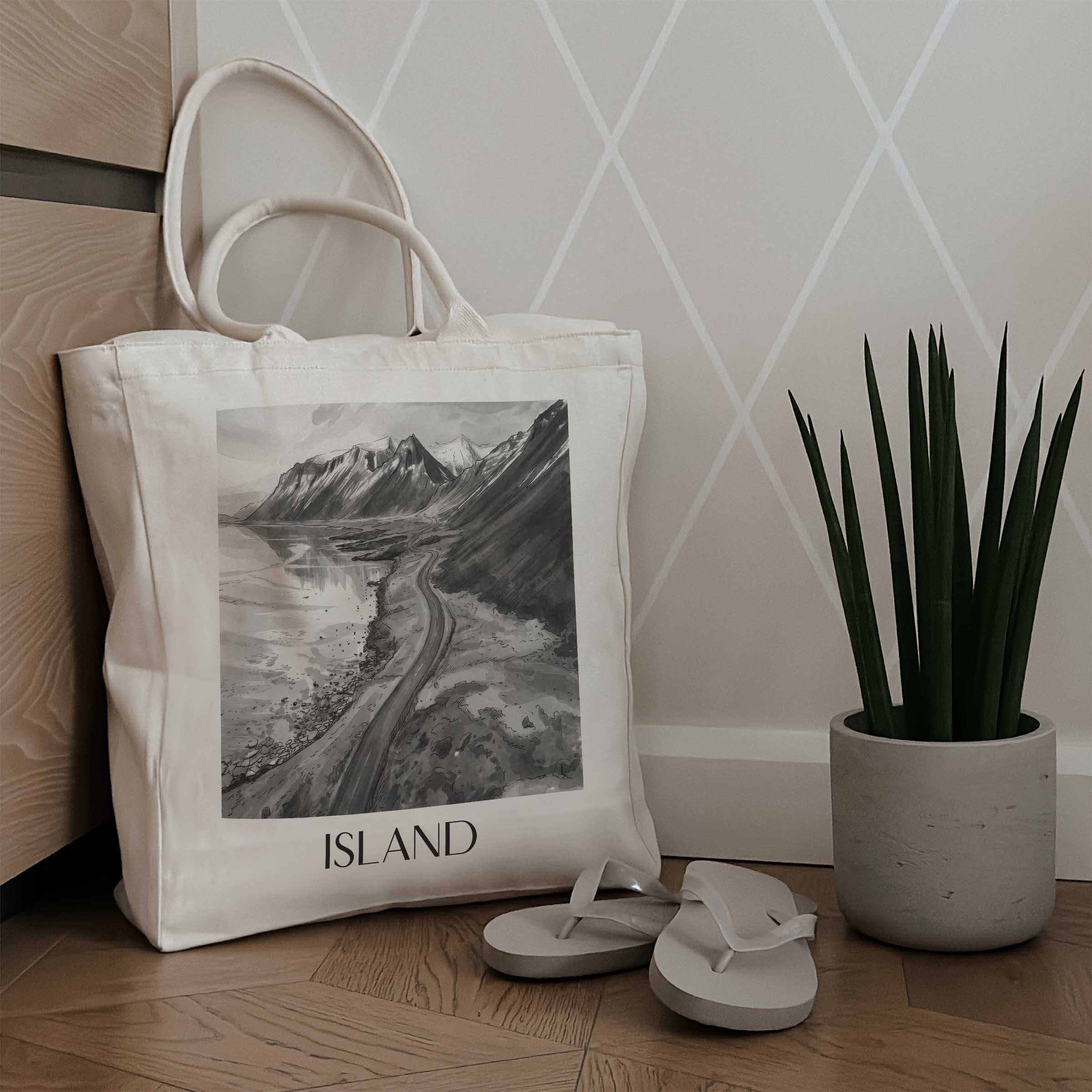 island-island-einkaufstasche-aquarell-schwarz-weiss