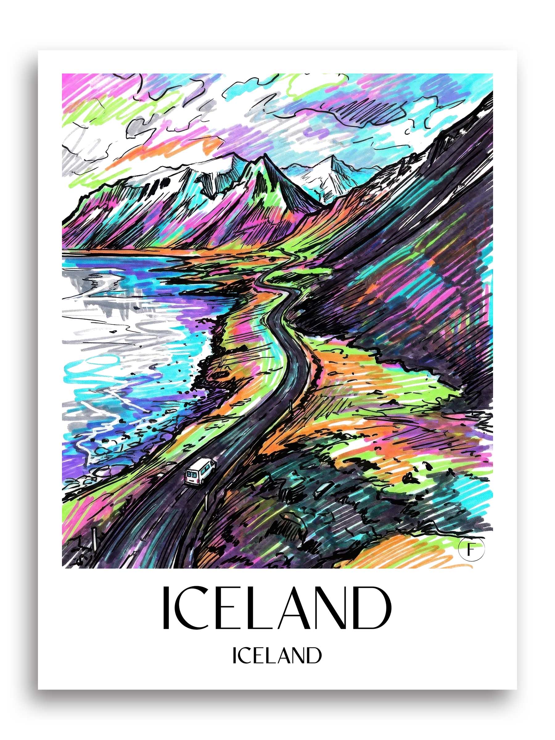 Island Poster - - Island Kunstdruck - Tag Graffiti von A4 bis A1 - favplace