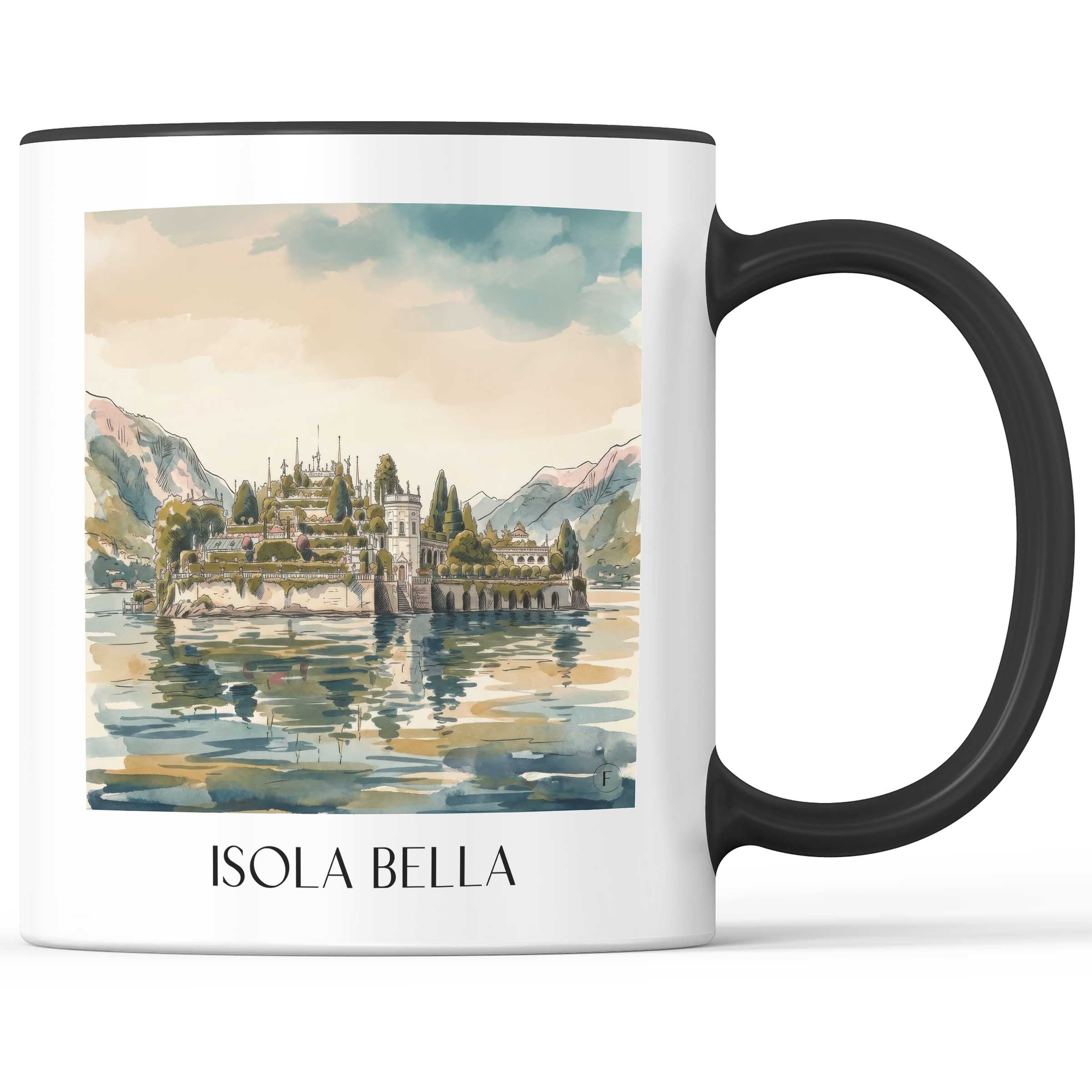 Isola Bella Kaffeebecher - Lago Maggiore - Italien Becher - Kaffeetasse im Aquarell Stil - favplace