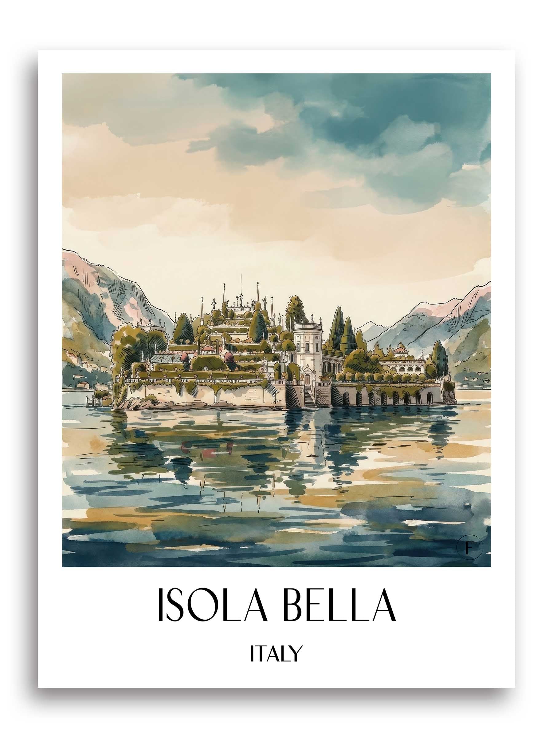 Isola Bella Poster - Lago Maggiore - Italien Kunstdruck - Aquarell von A4 bis A1 - favplace