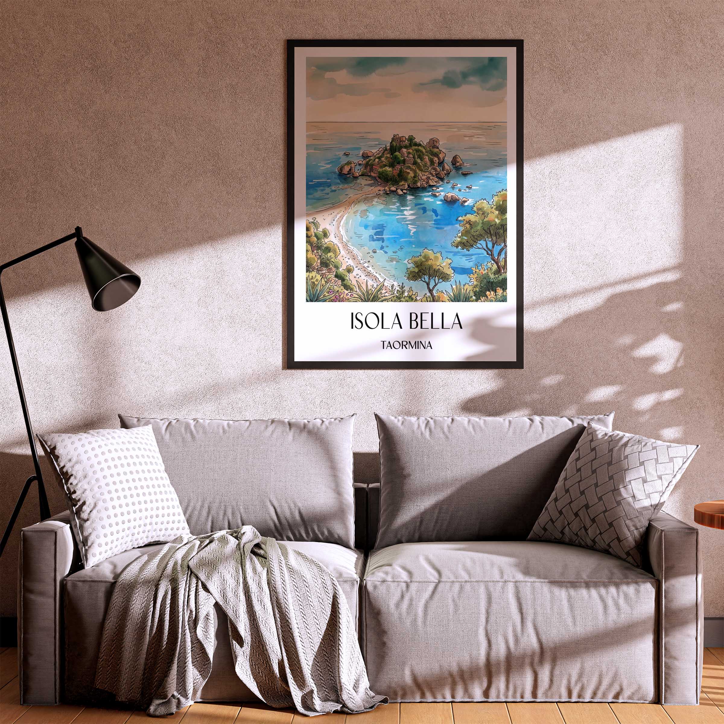 isola-bella-taormina-italien-poster-aquarell