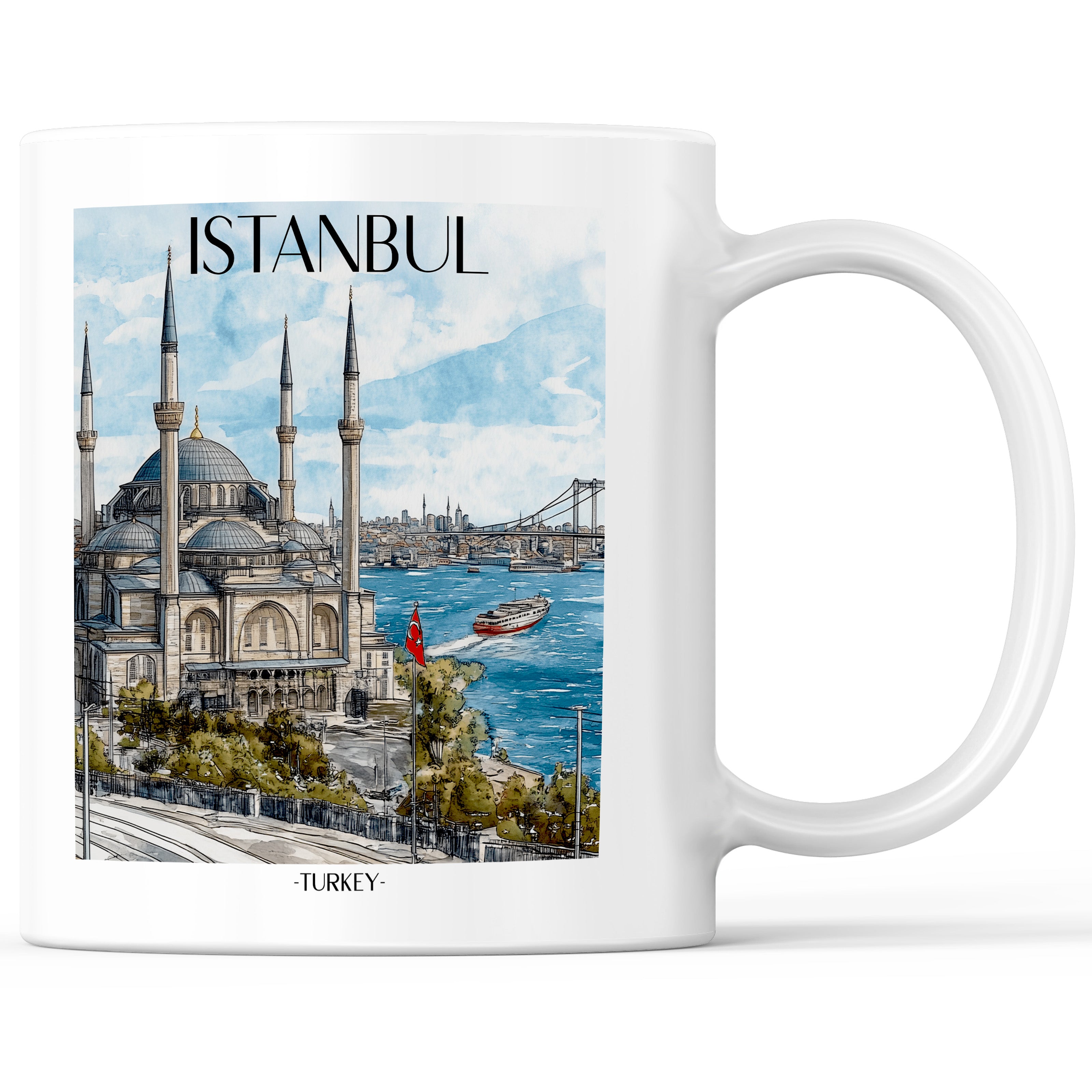 Istanbul - Türkei Becher - Kaffeetasse im Aquarell Stil - favplace