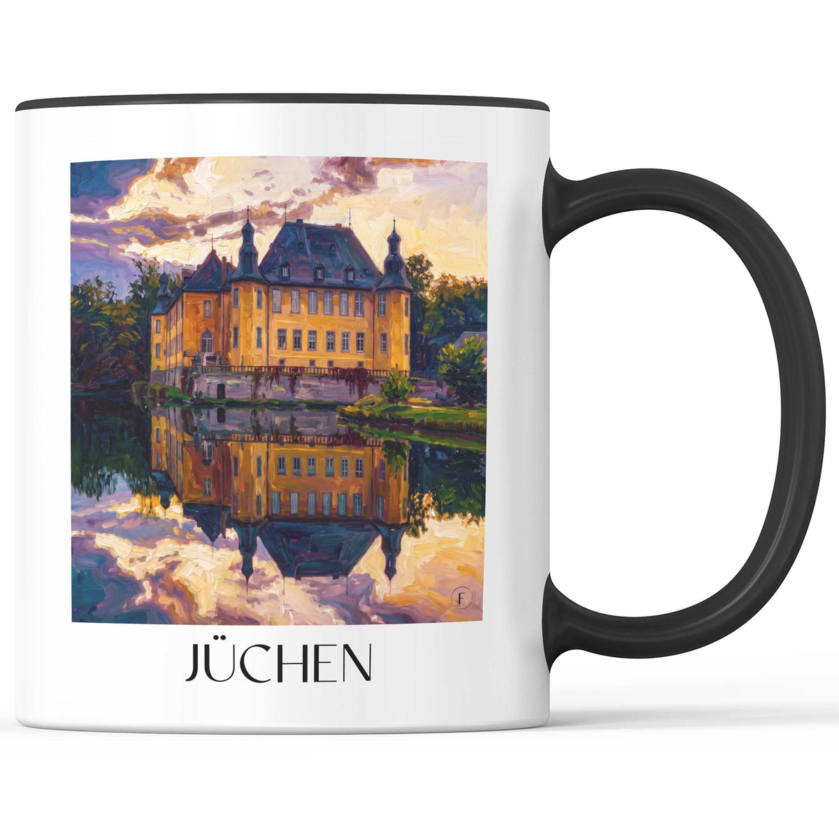 Jüchen Kaffeebecher - Niederrhein - Deutschland Becher - Kaffeetasse im Ölgemälde Stil