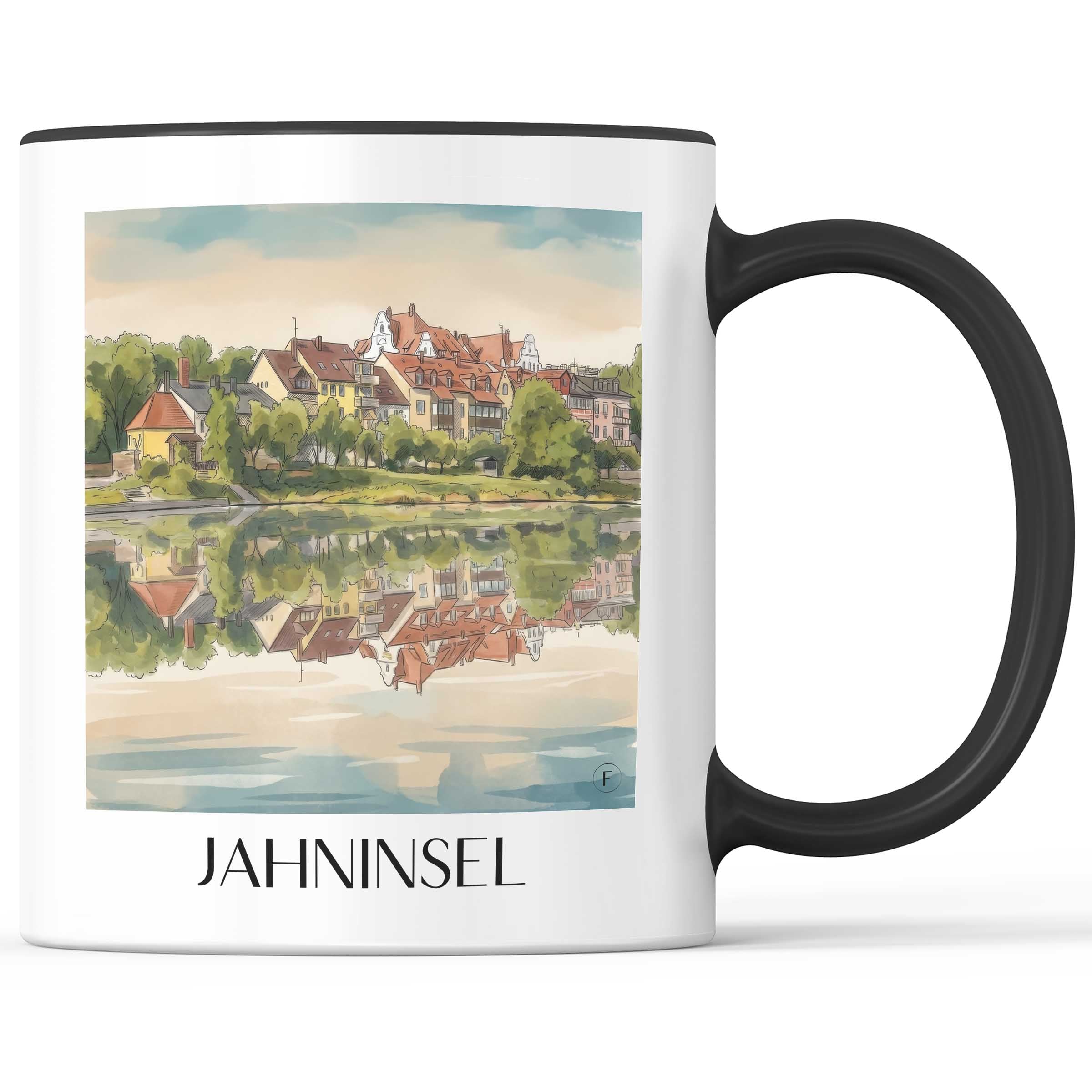 Jahninsel Kaffeebecher - Regensburg - Deutschland Becher - Kaffeetasse im Aquarell Stil - favplace