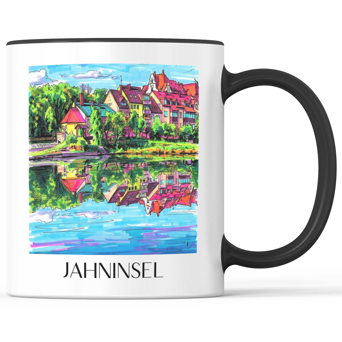 Jahninsel Kaffeebecher - Regensburg - Deutschland Becher - Kaffeetasse im Tag Graffiti Stil - favplace