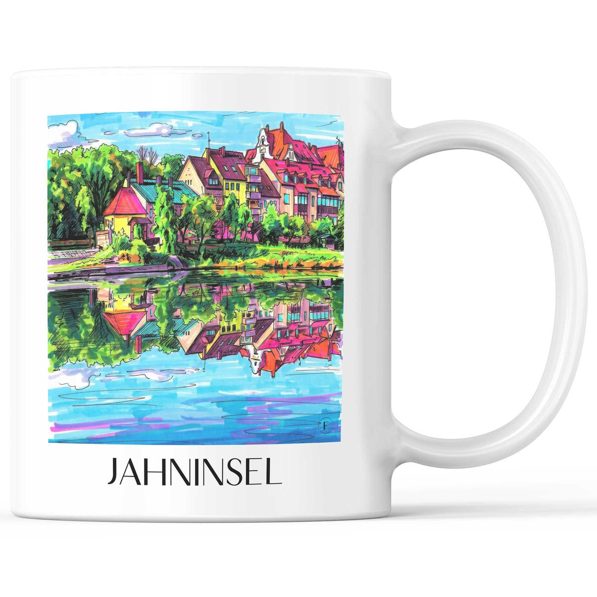 Jahninsel Kaffeebecher - Regensburg - Deutschland Becher - Kaffeetasse im Tag Graffiti Stil - favplace