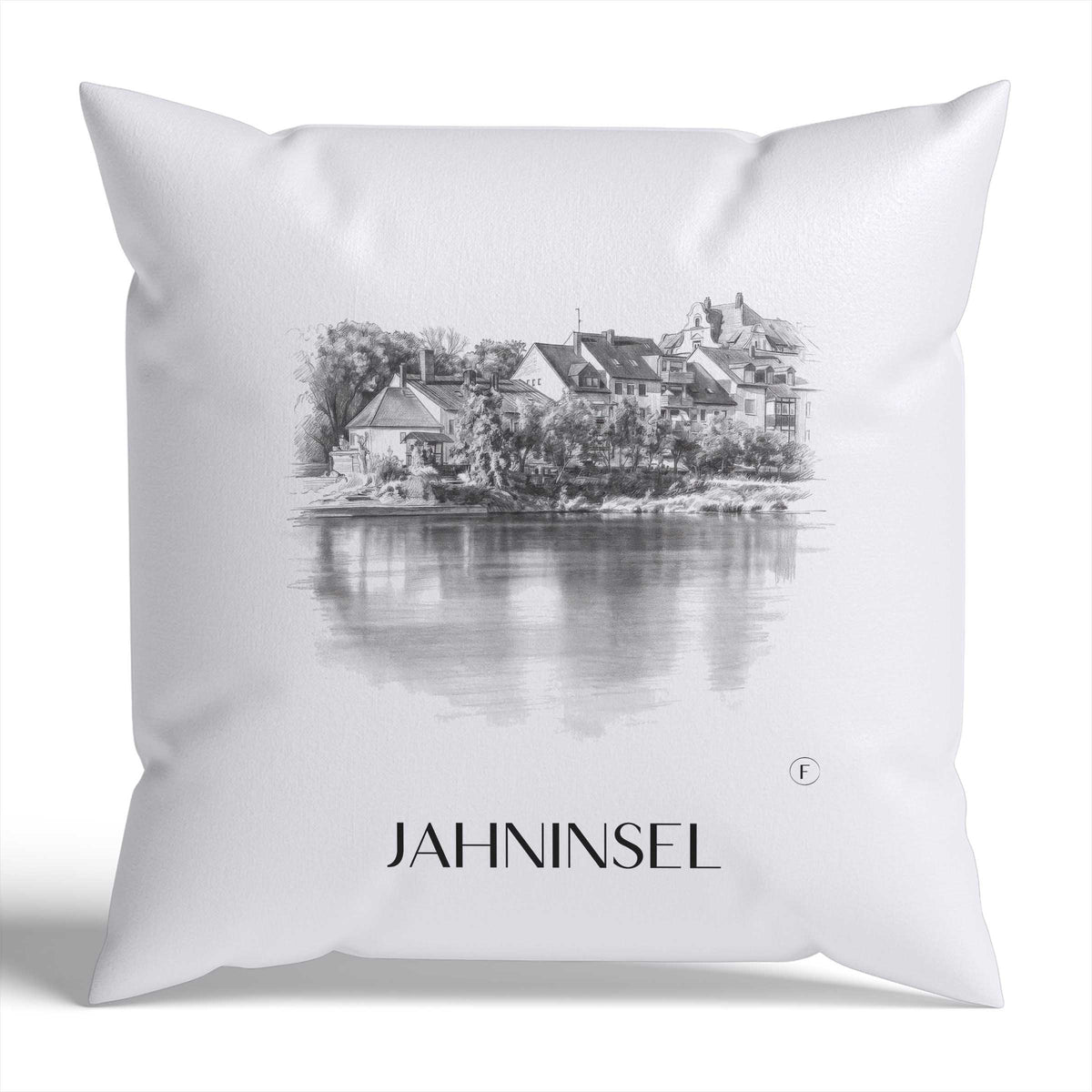 Jahninsel KissenhĂŒlle - Zierkissen Bezug - Regensburg - Deutschland Kissen bzw. Kissenbezug im Zeichnung Stil - favplace