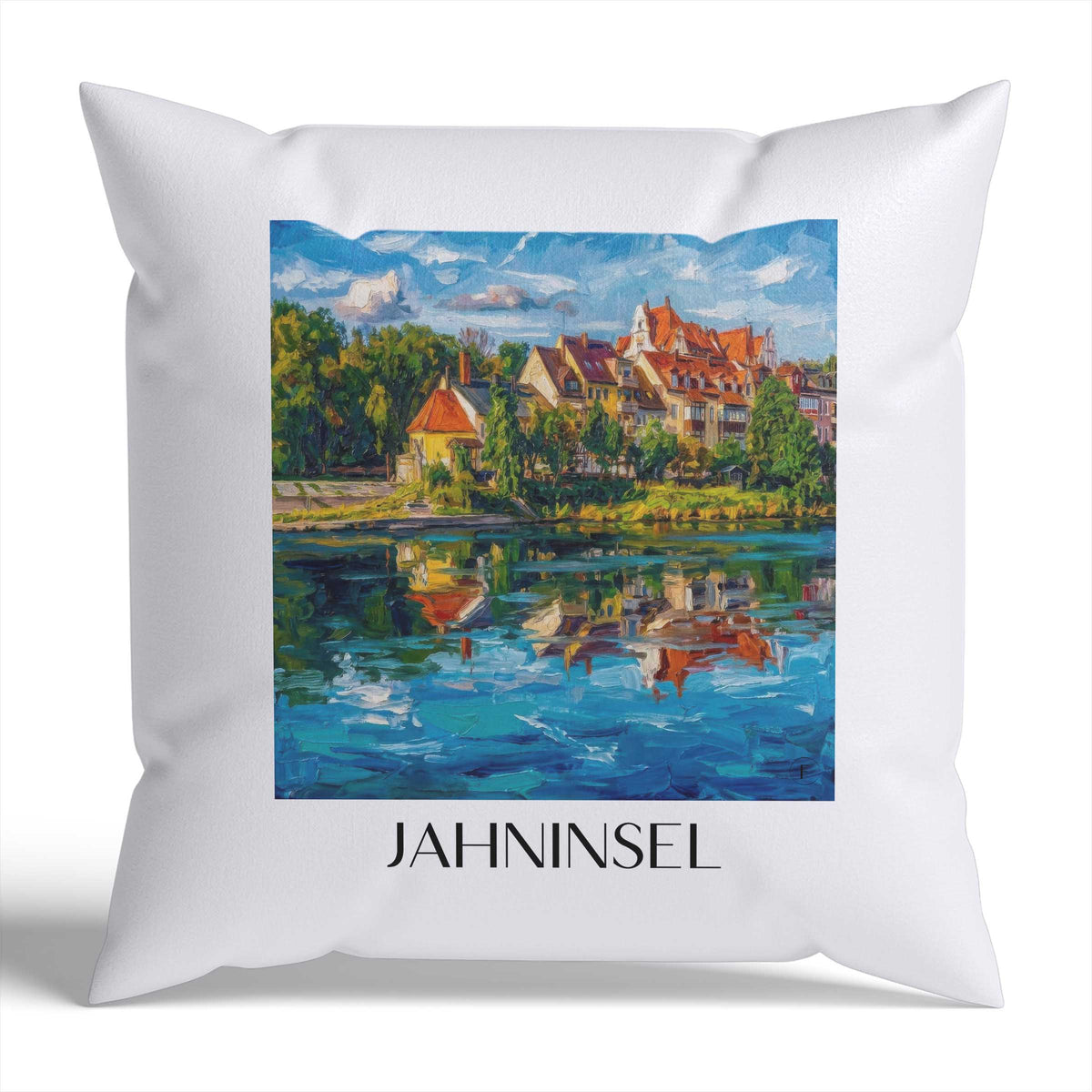 Jahninsel Kissenhülle - Zierkissen Bezug - Regensburg - Deutschland Kissen bzw. Kissenbezug im Ölgemälde Stil - favplace