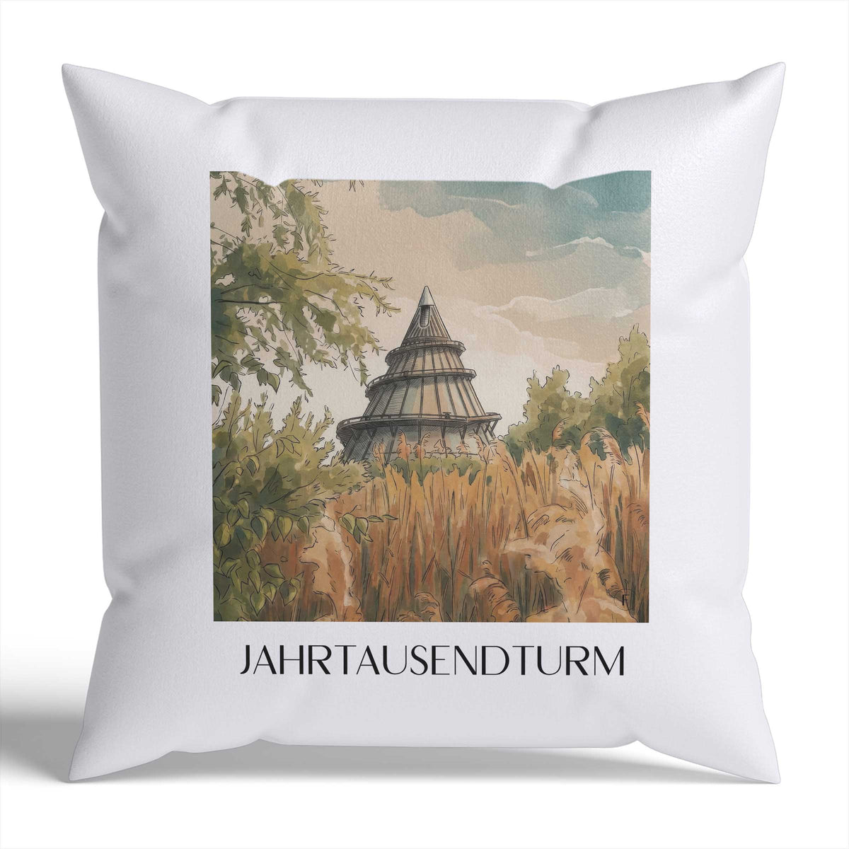 jahrtausendturm-magdeburg-deutschland-kissenbezug-aquarell