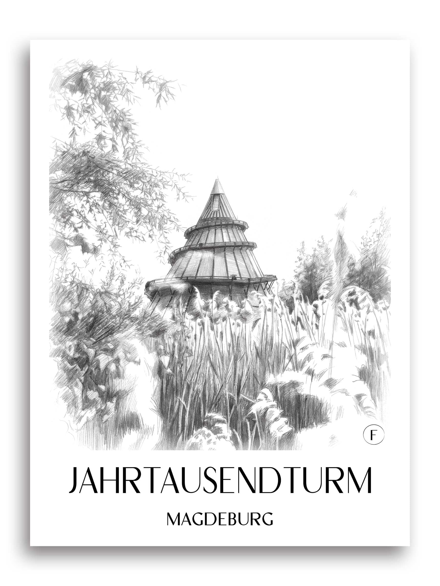 jahrtausendturm-magdeburg-deutschland-poster-bleistift-zeichnung-drawing