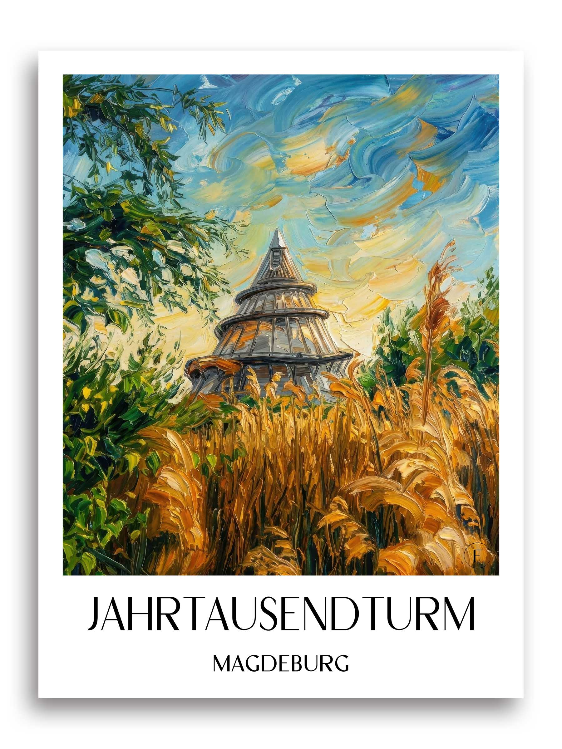 jahrtausendturm-magdeburg-deutschland-poster-oil-painting-oelgemaelde