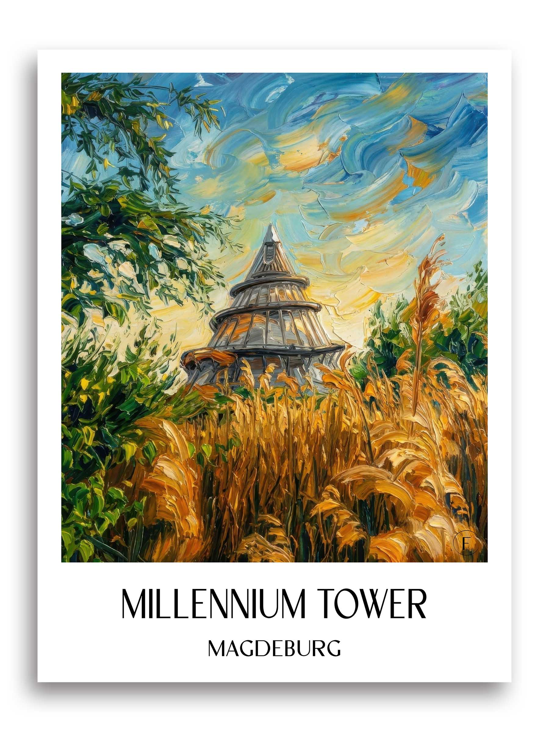 Jahrtausendturm Poster - Magdeburg - Deutschland Kunstdruck - Ölgemälde von A4 bis A1 - favplace