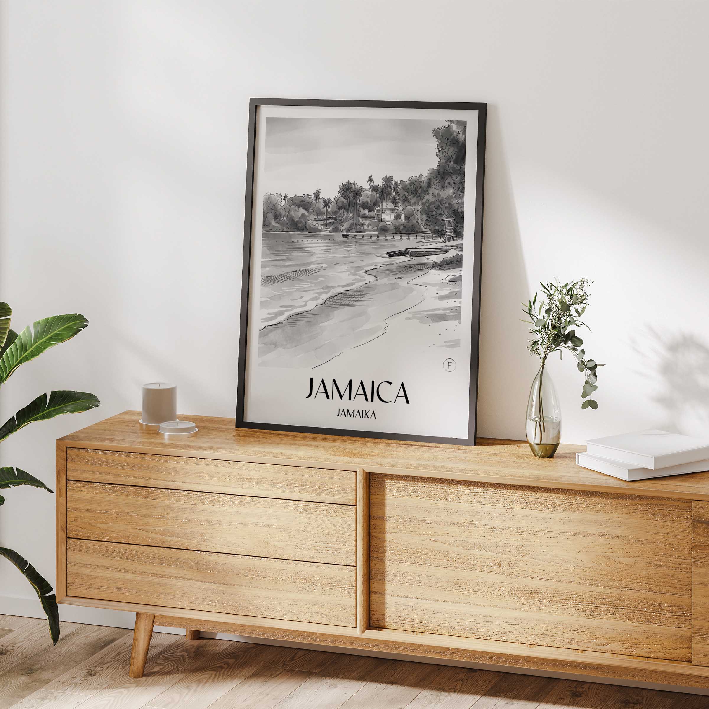 jamaica-jamaika-poster-aquarell-schwarz-weiss