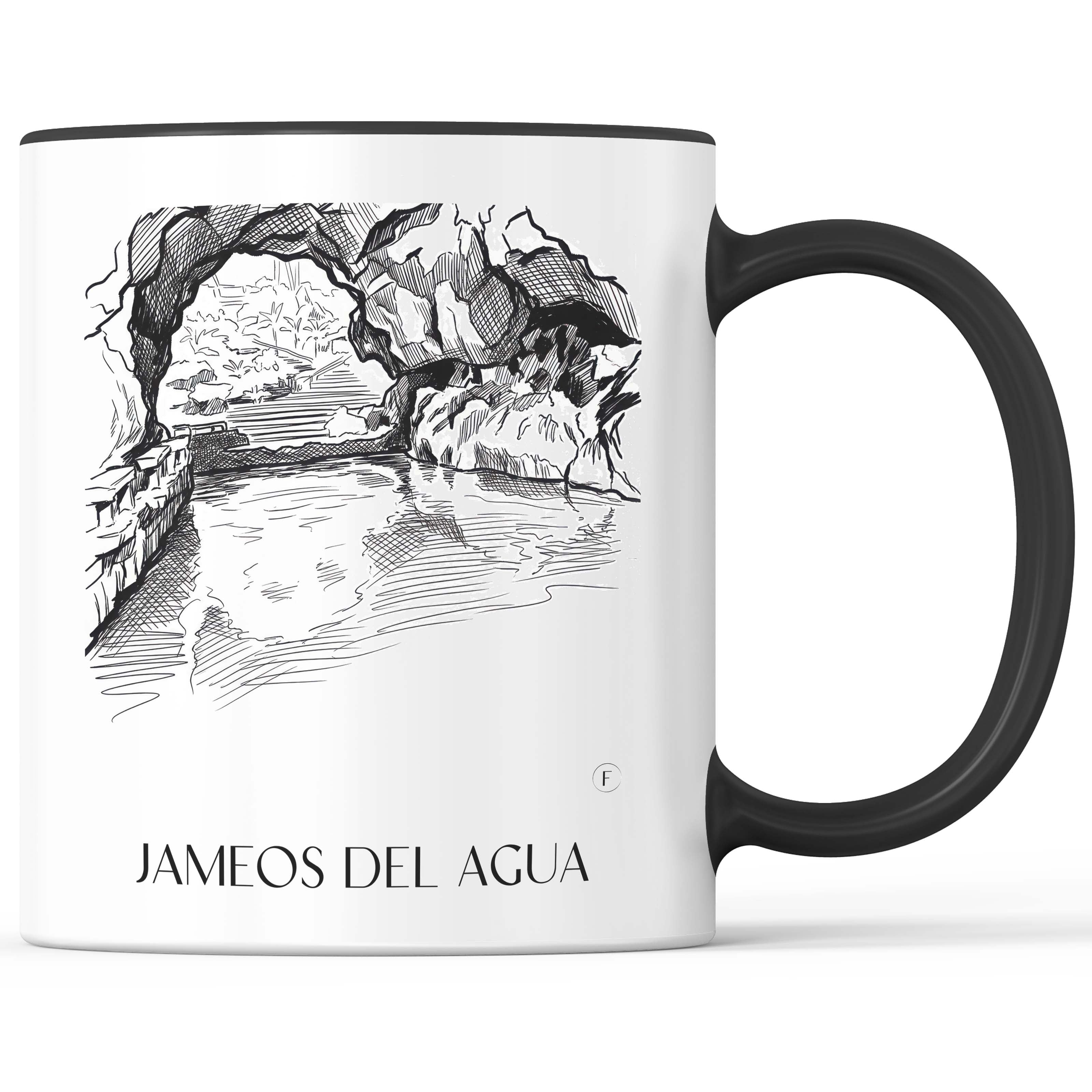 Jameos del Agua Kaffeebecher - Lanzarote - Spanien Becher - Kaffeetasse im Skizze Stil - favplace
