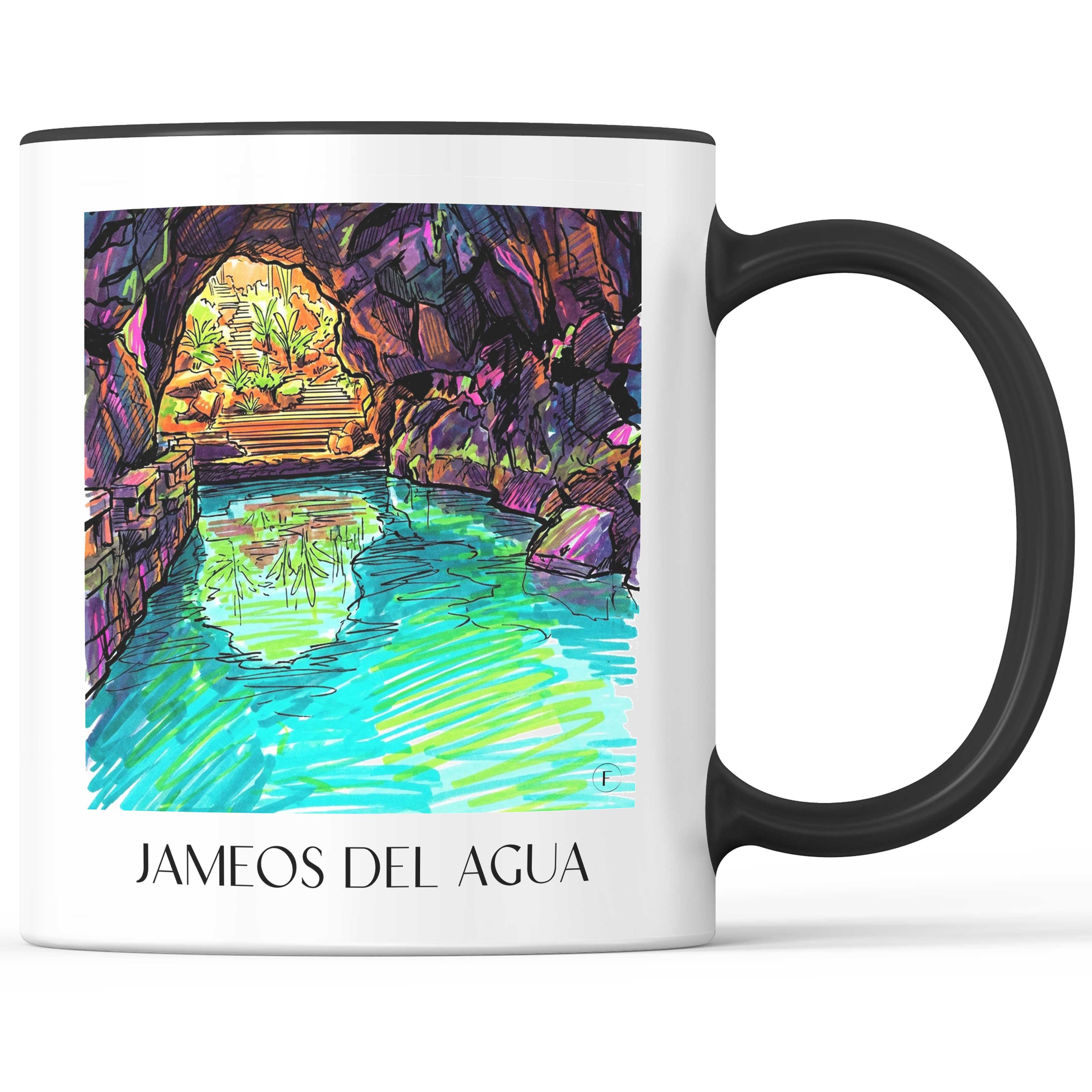 Jameos del Agua Kaffeebecher - Lanzarote - Spanien Becher - Kaffeetasse im Tag Graffiti Stil - favplace