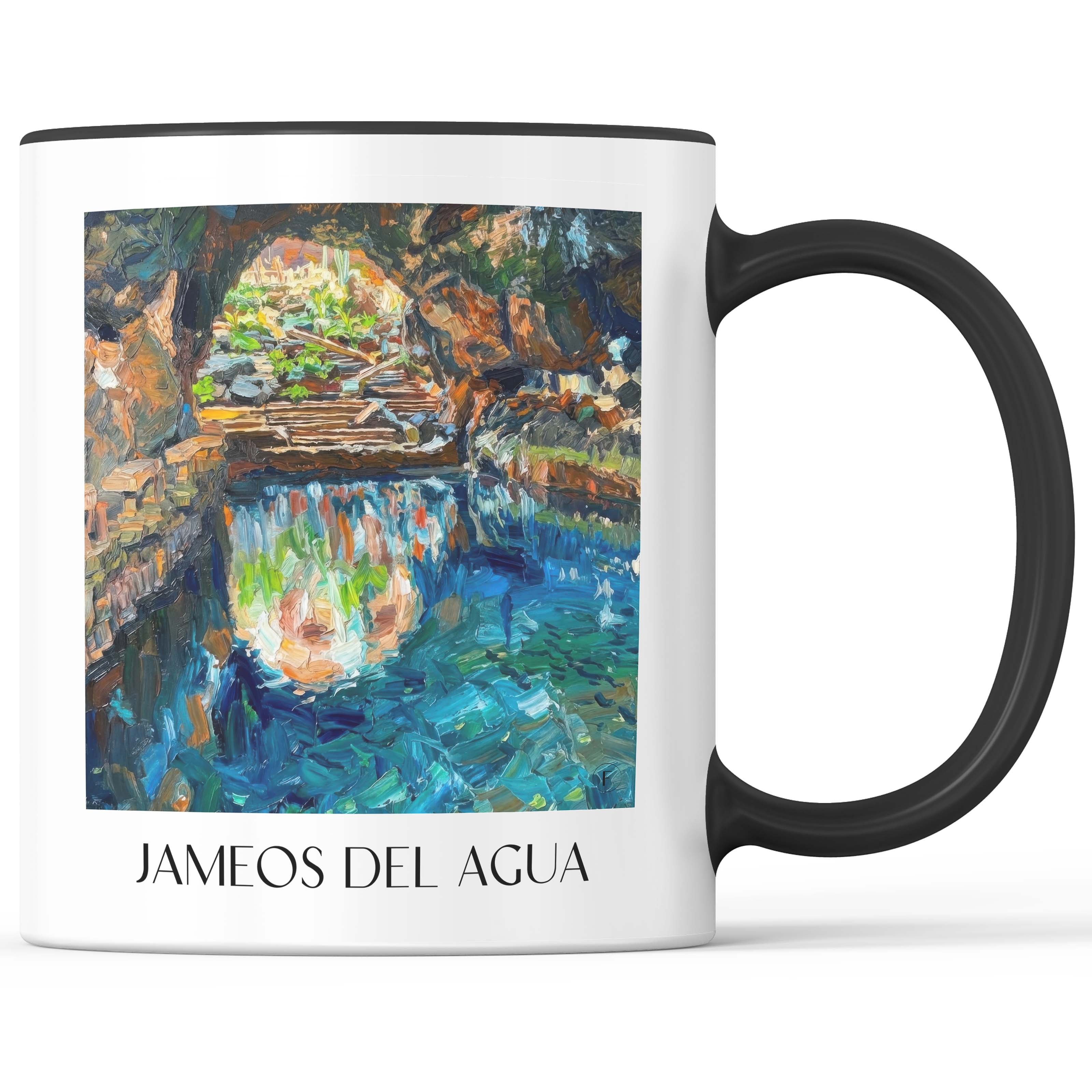 Jameos del Agua Kaffeebecher - Lanzarote - Spanien Becher - Kaffeetasse im Ölgemälde Stil - favplace