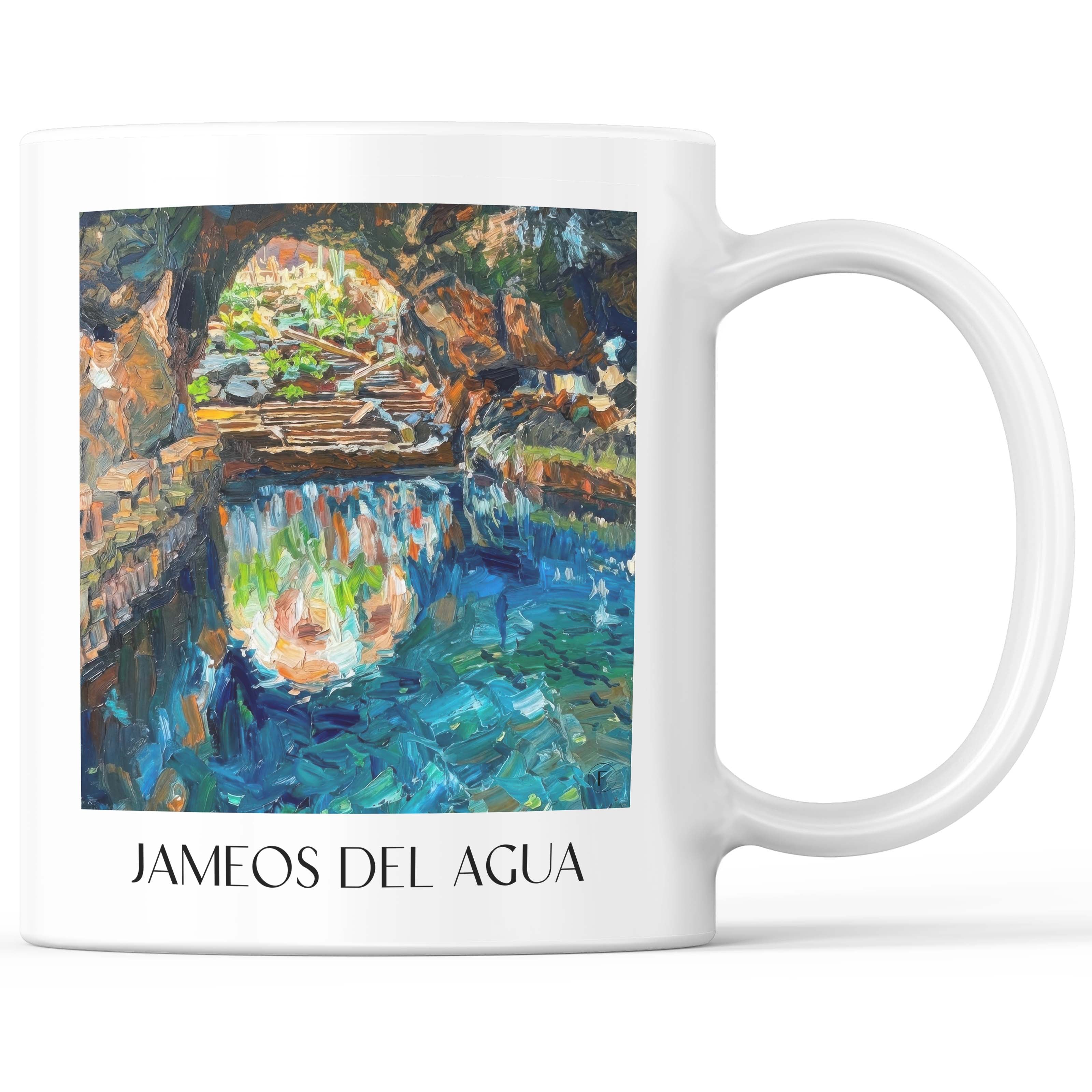 Jameos del Agua Kaffeebecher - Lanzarote - Spanien Becher - Kaffeetasse im Ölgemälde Stil - favplace