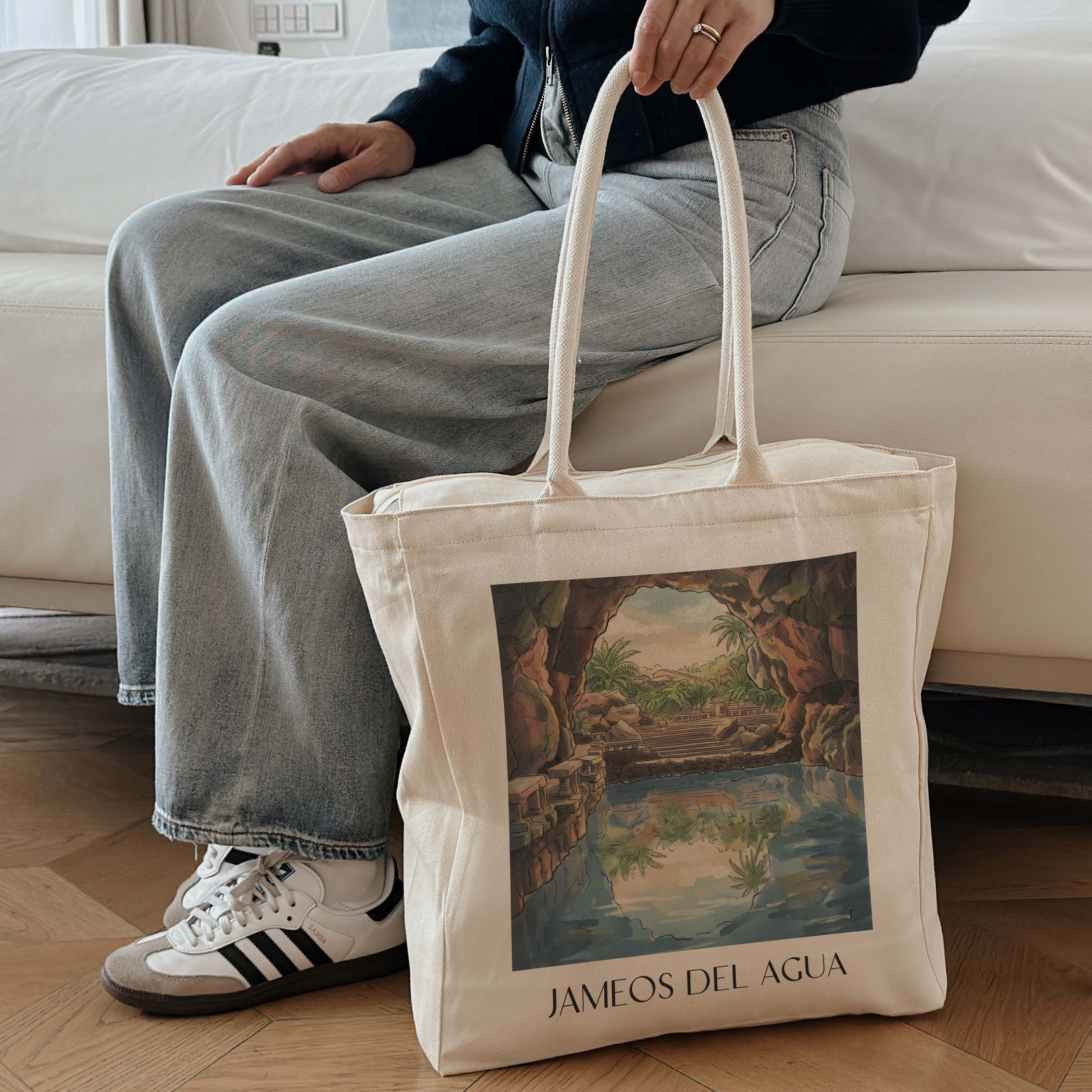 jameos-del-agua-lanzarote-spanien-einkaufstasche-aquarell