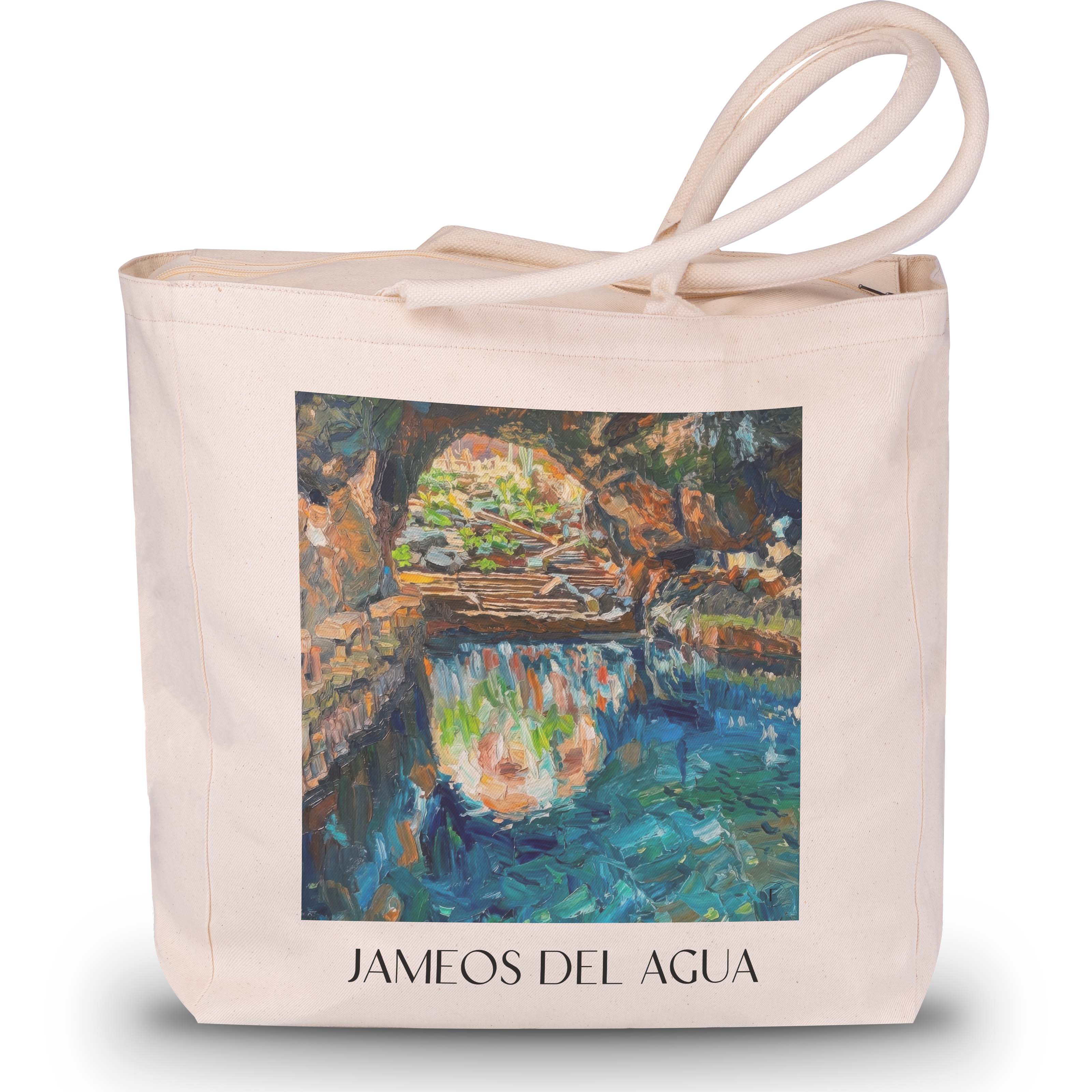 jameos-del-agua-lanzarote-spanien-einkaufstasche-oil-painting-oelgemaelde