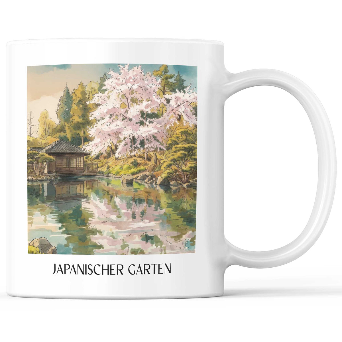 Japanischer Garten Kaffeebecher - Kaiserslautern - Deutschland Becher - Kaffeetasse im Aquarell Stil - favplace