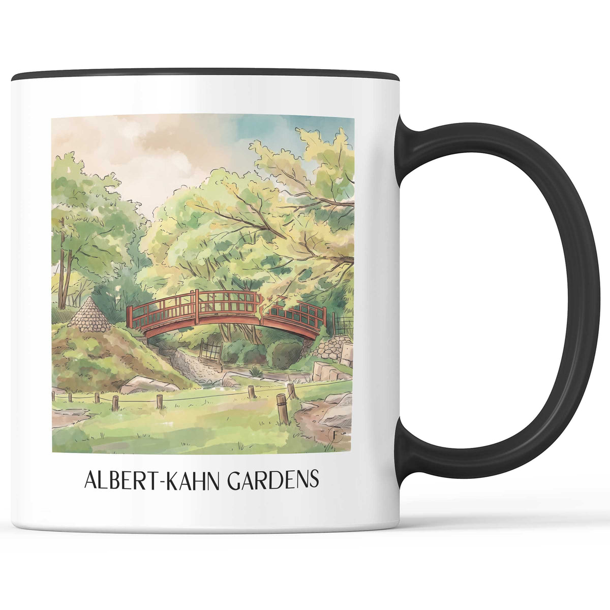 Jardins Albert-Kahn Kaffeebecher - Boulogne-Billancourt - Frankreich Becher - Kaffeetasse im Aquarell Stil - favplace