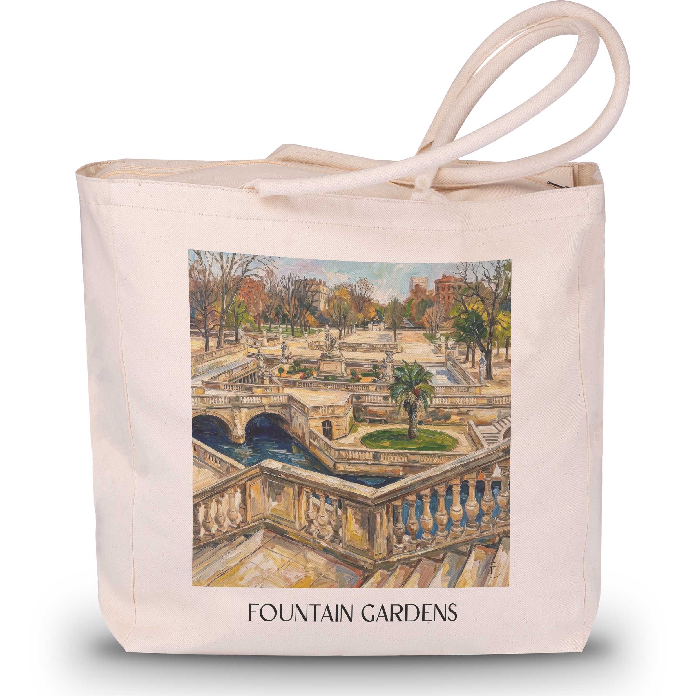 Jardins de la Fontaine Shopping Tasche - Nîmes - Frankreich Tote Bag - Einkaufstasche im Ölgemälde Stil - favplace