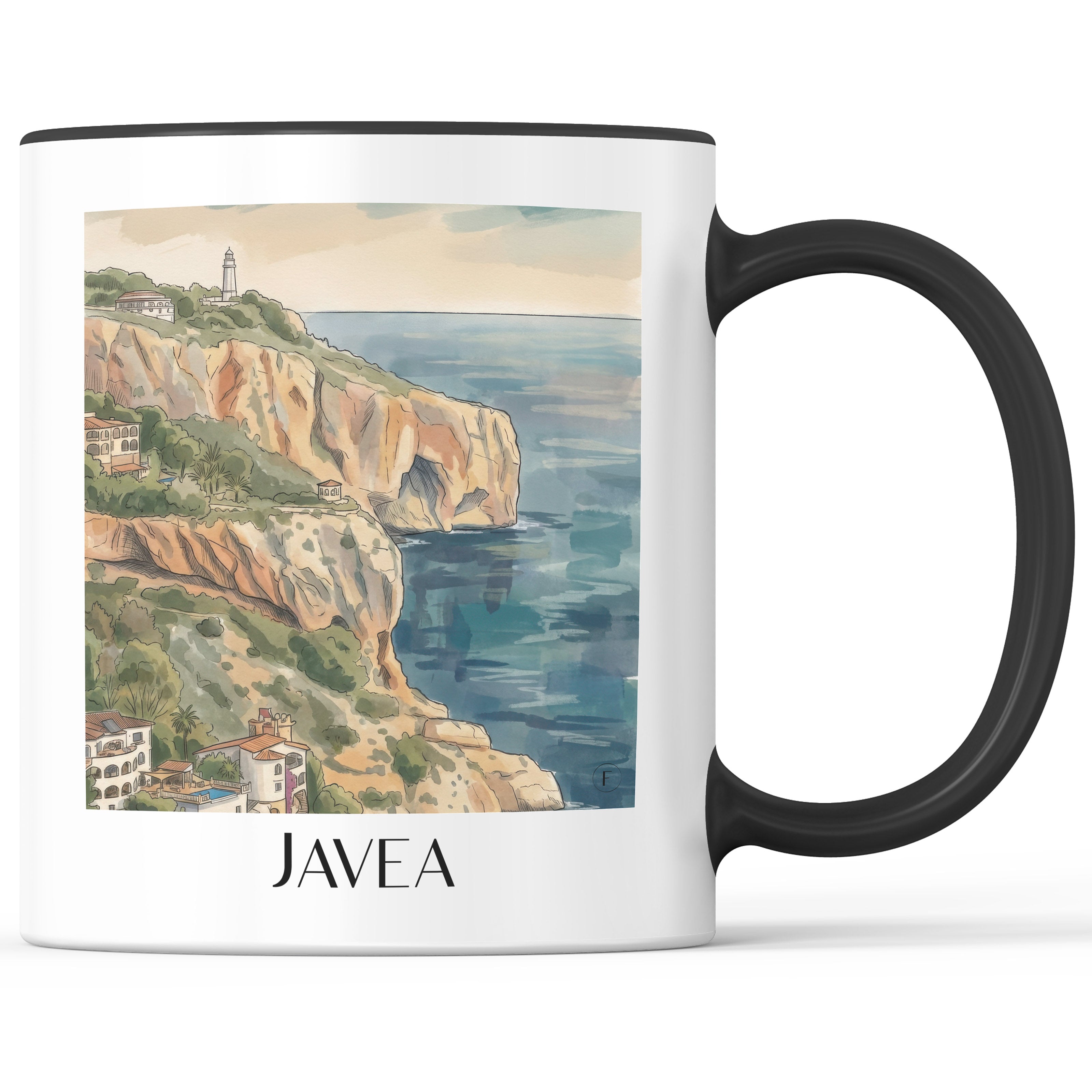 Javea Kaffeebecher - Spanien - Spanien Becher - Kaffeetasse im Aquarell Stil - favplace