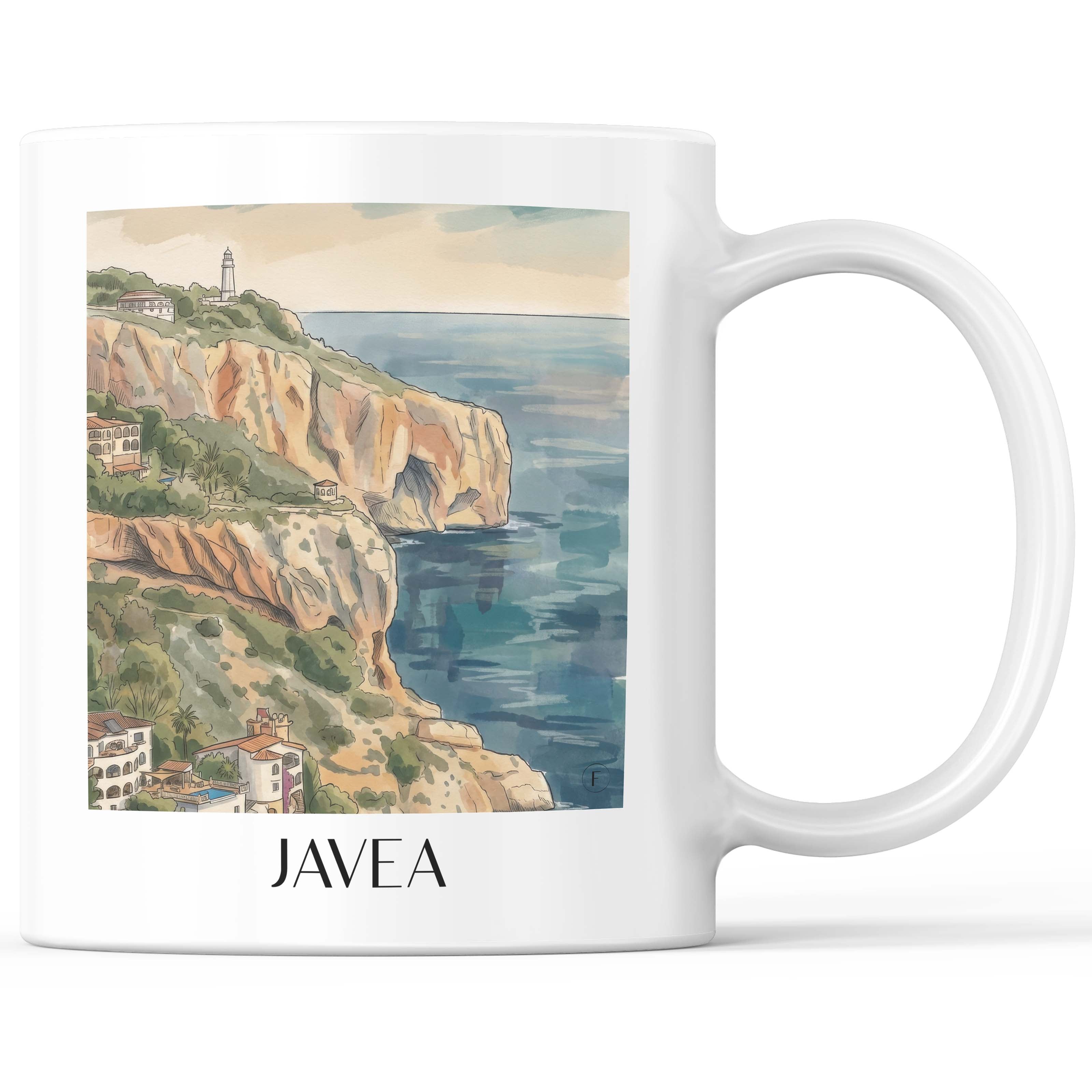 Javea Kaffeebecher - Spanien - Spanien Becher - Kaffeetasse im Aquarell Stil - favplace