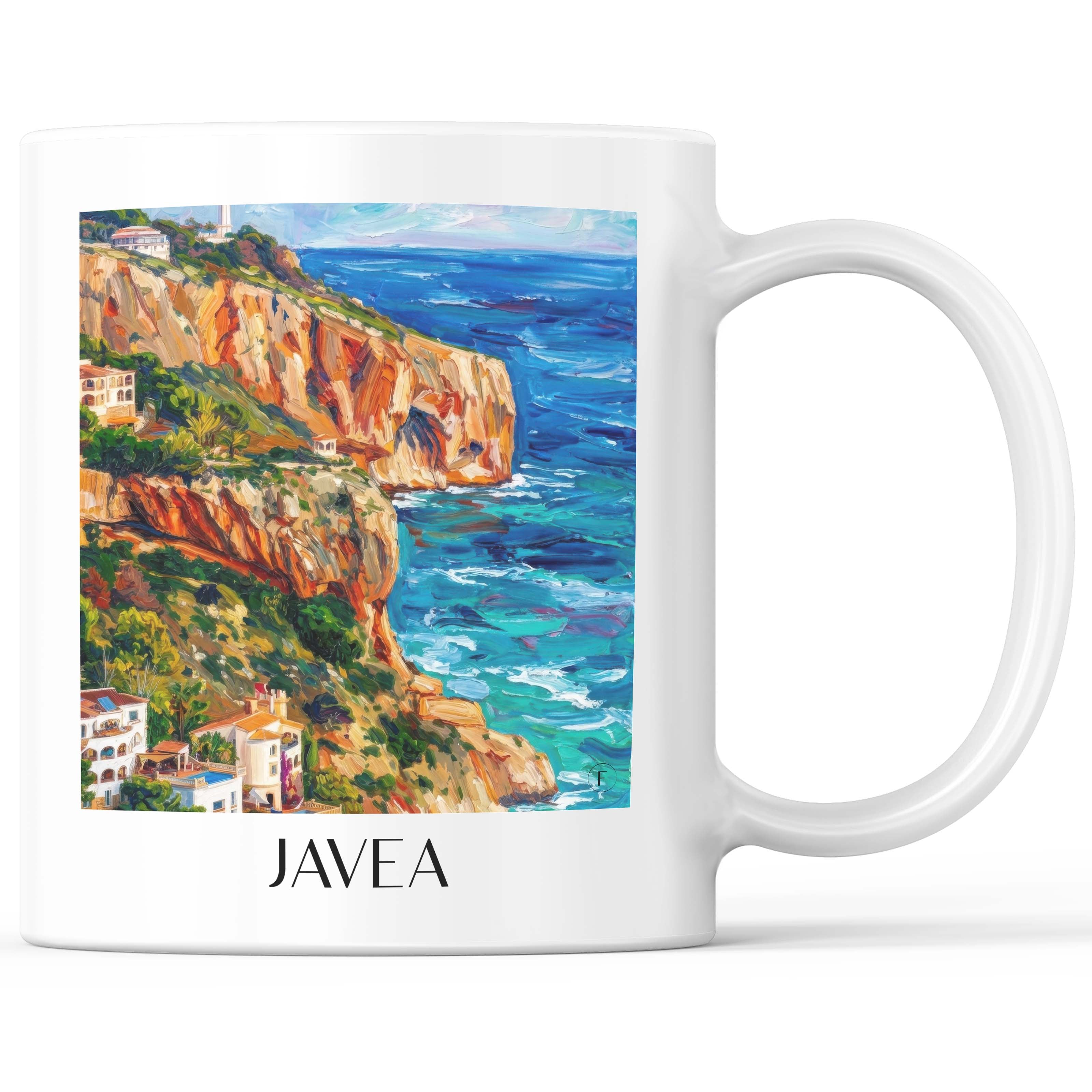 Javea Kaffeebecher - Spanien - Spanien und Spanien Becher - Kaffeetasse im Ölgemälde Stil - favplace