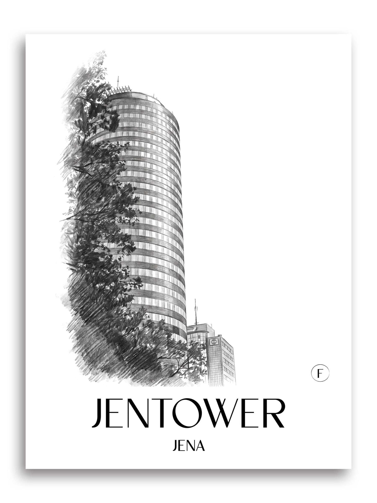 JenTower Poster - Jena - Deutschland Kunstdruck - Zeichnung von A4 bis A1 - favplace