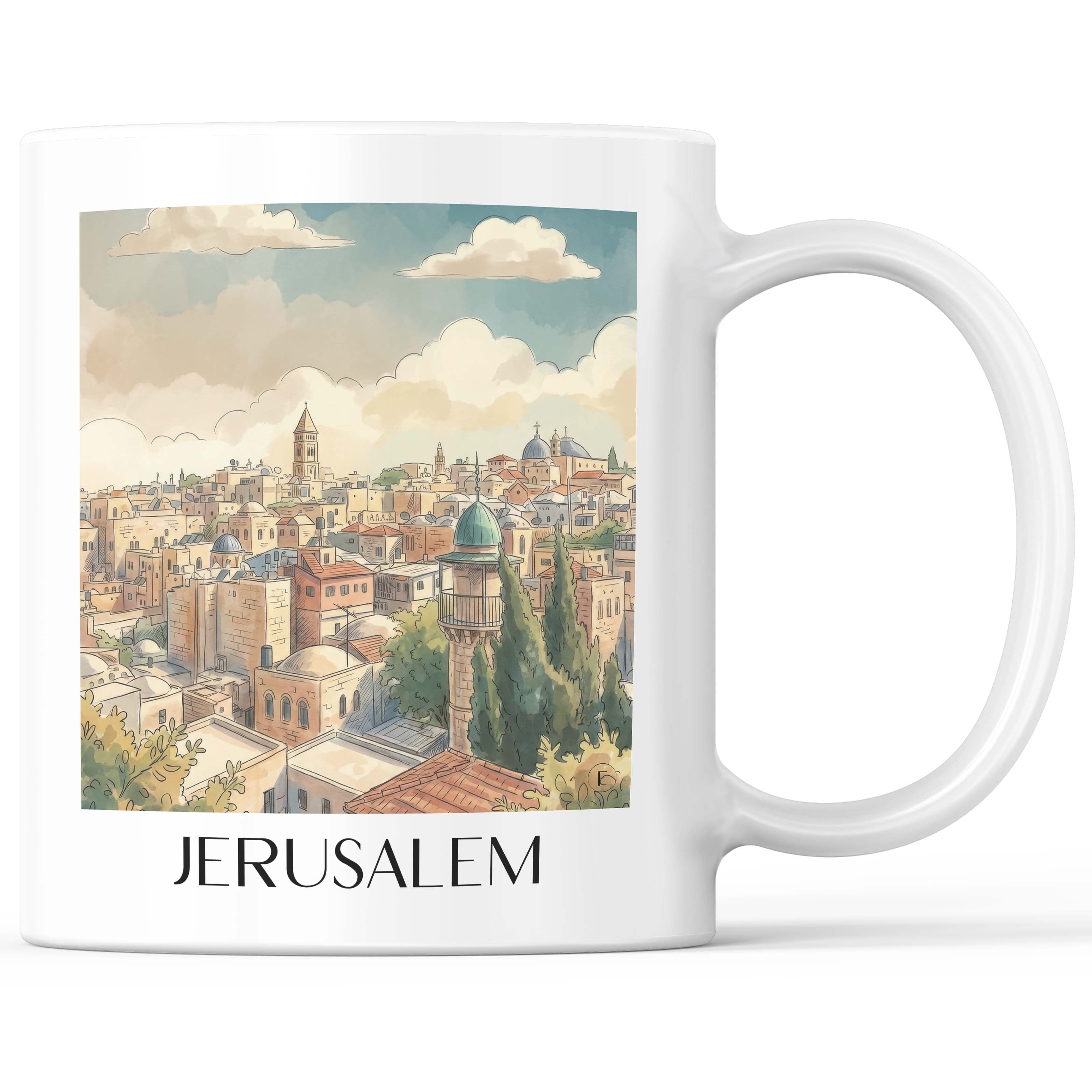 Jerusalem - Israel Becher - Kaffeetasse im Aquarell Stil - favplace