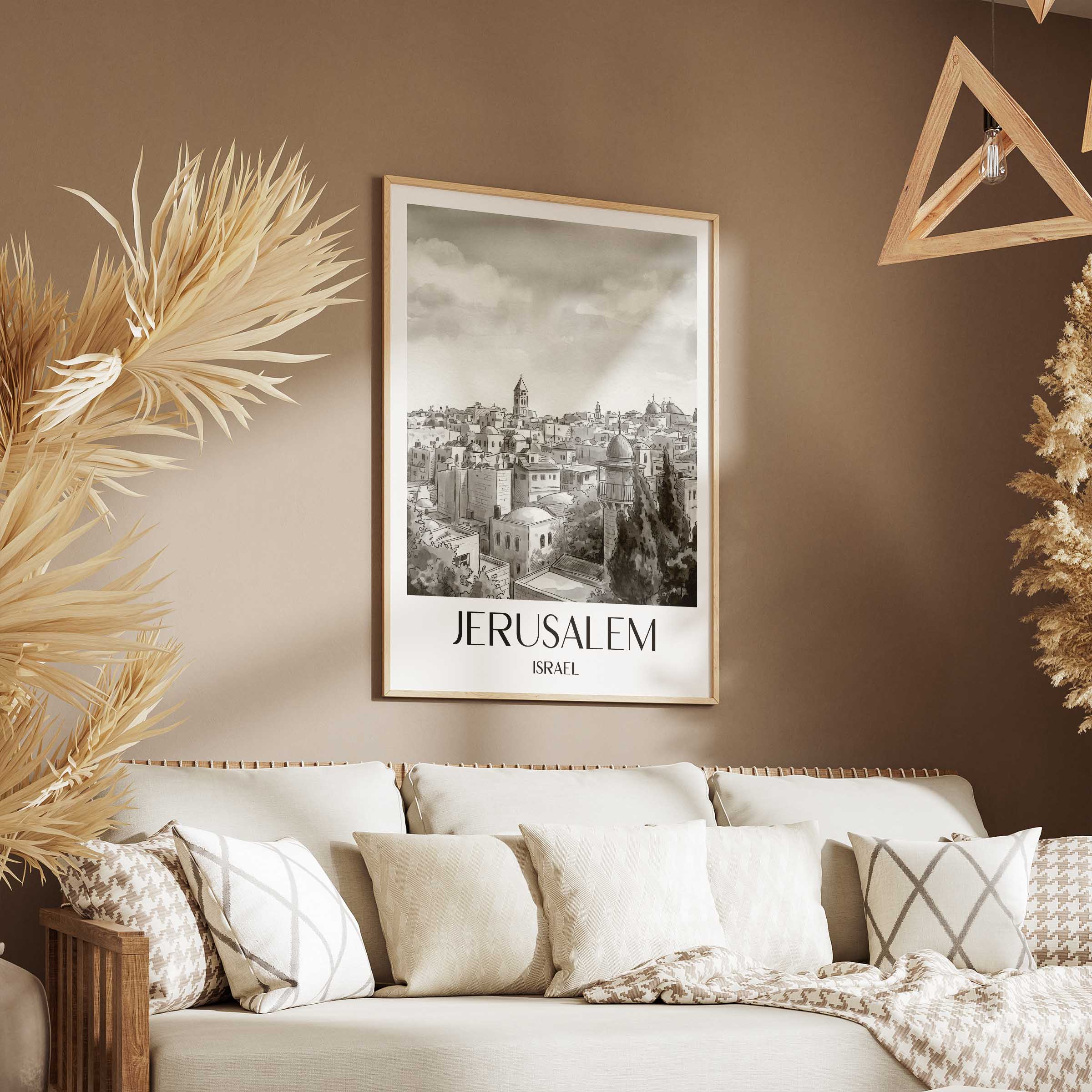 jerusalem-israel-poster-aquarell-schwarz-weiss
