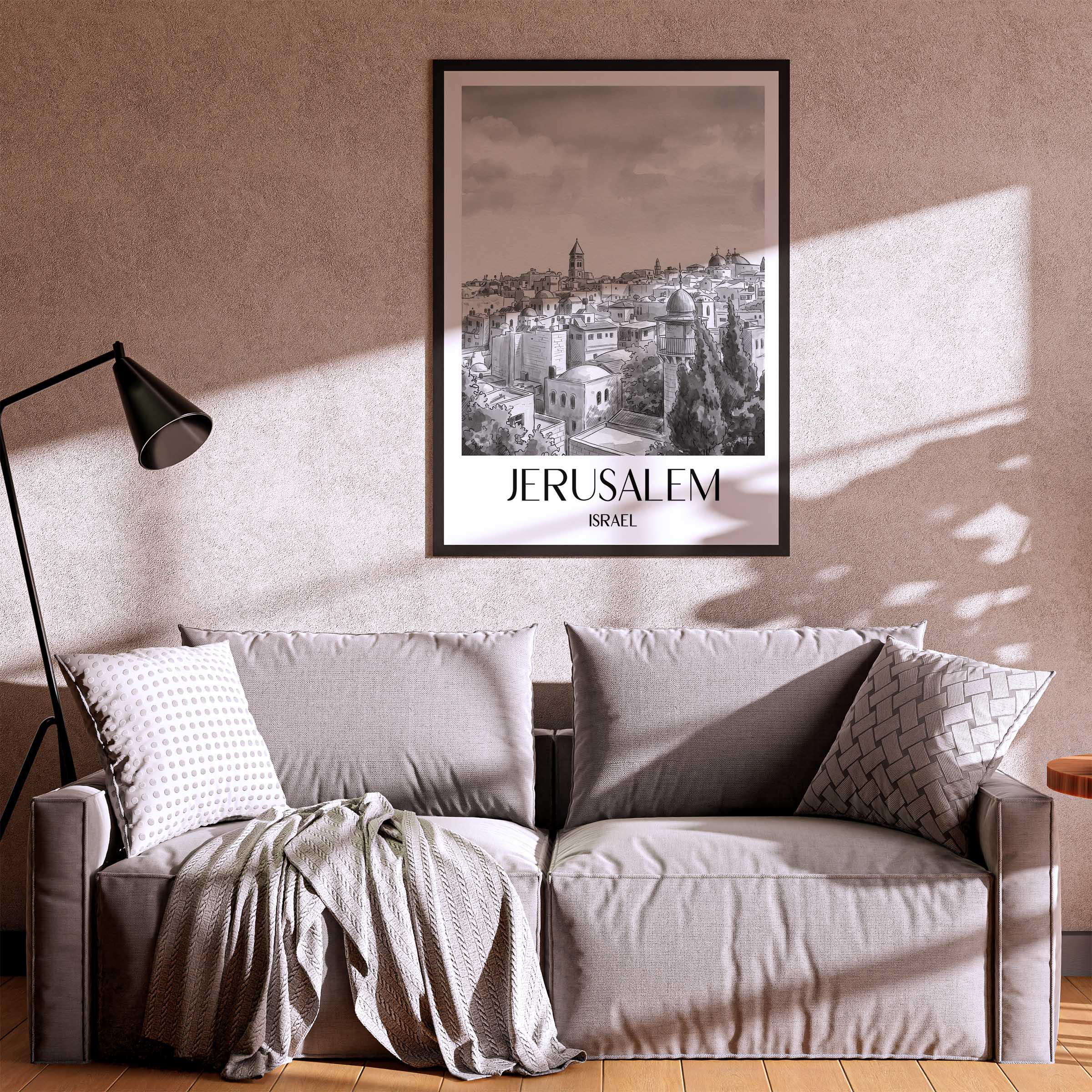 jerusalem-israel-poster-aquarell-schwarz-weiss