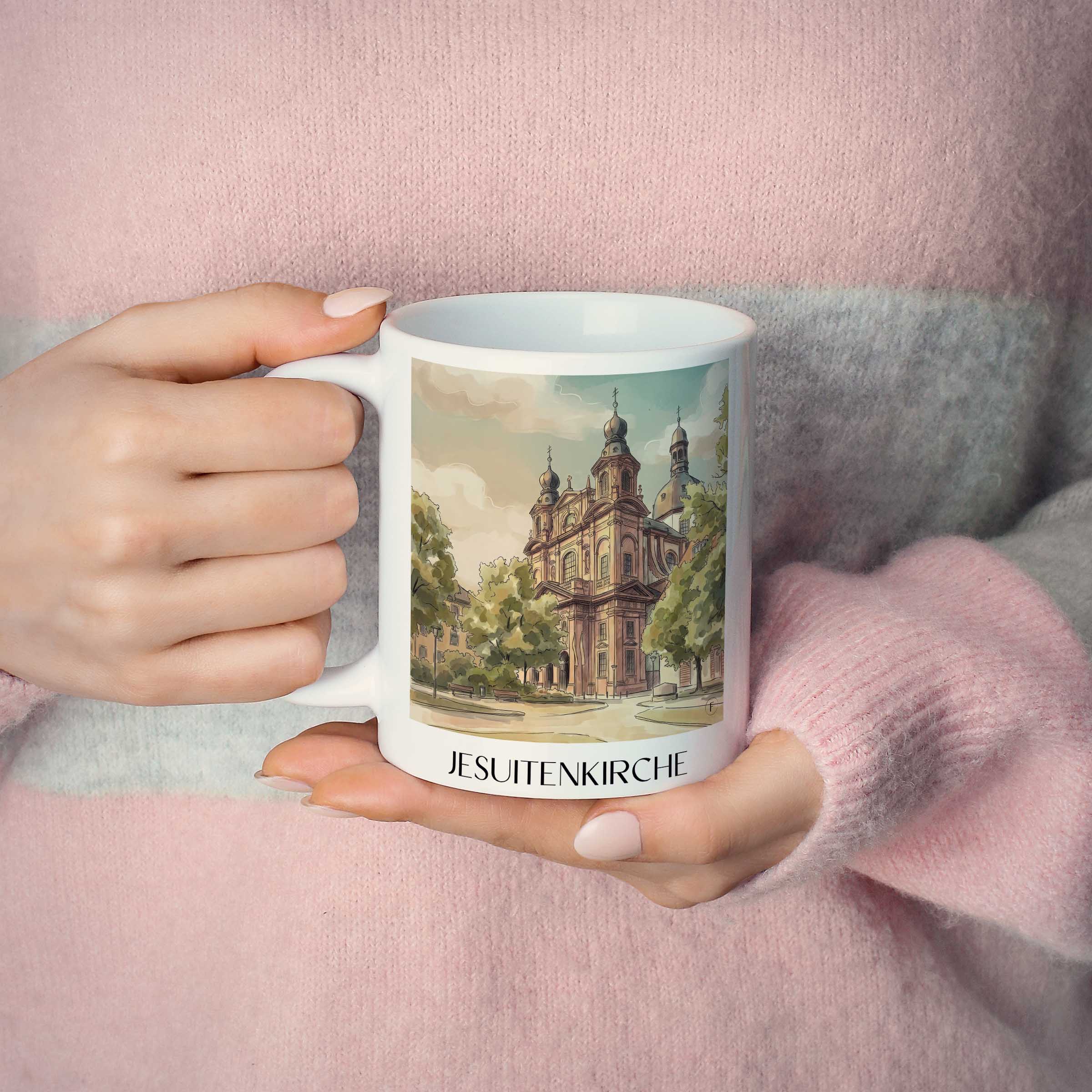 jesuitenkirche-mannheim-deutschland-kaffeebecher-aquarell
