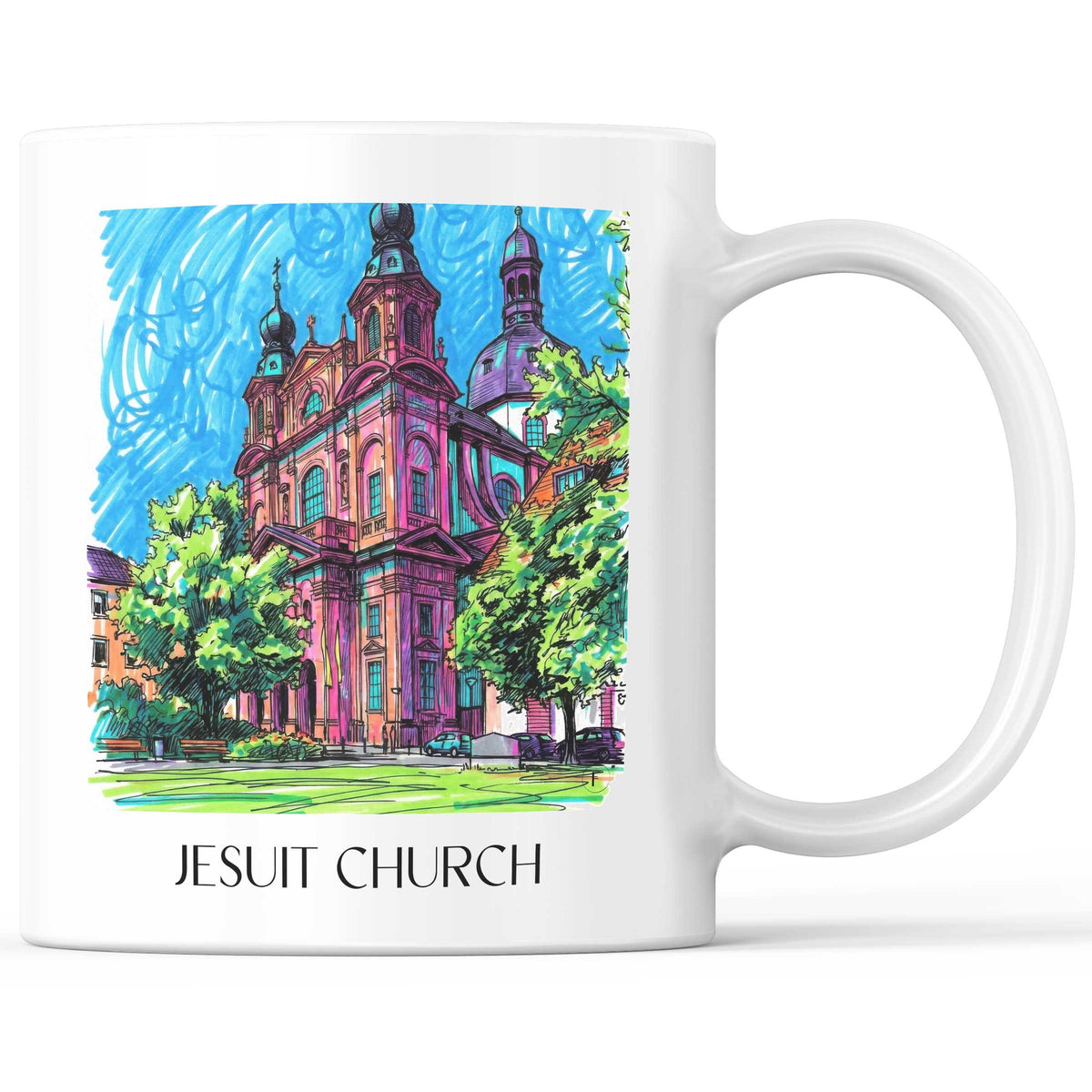 Jesuitenkirche Kaffeebecher - Mannheim - Deutschland Becher - Kaffeetasse im Tag Graffiti Stil - favplace