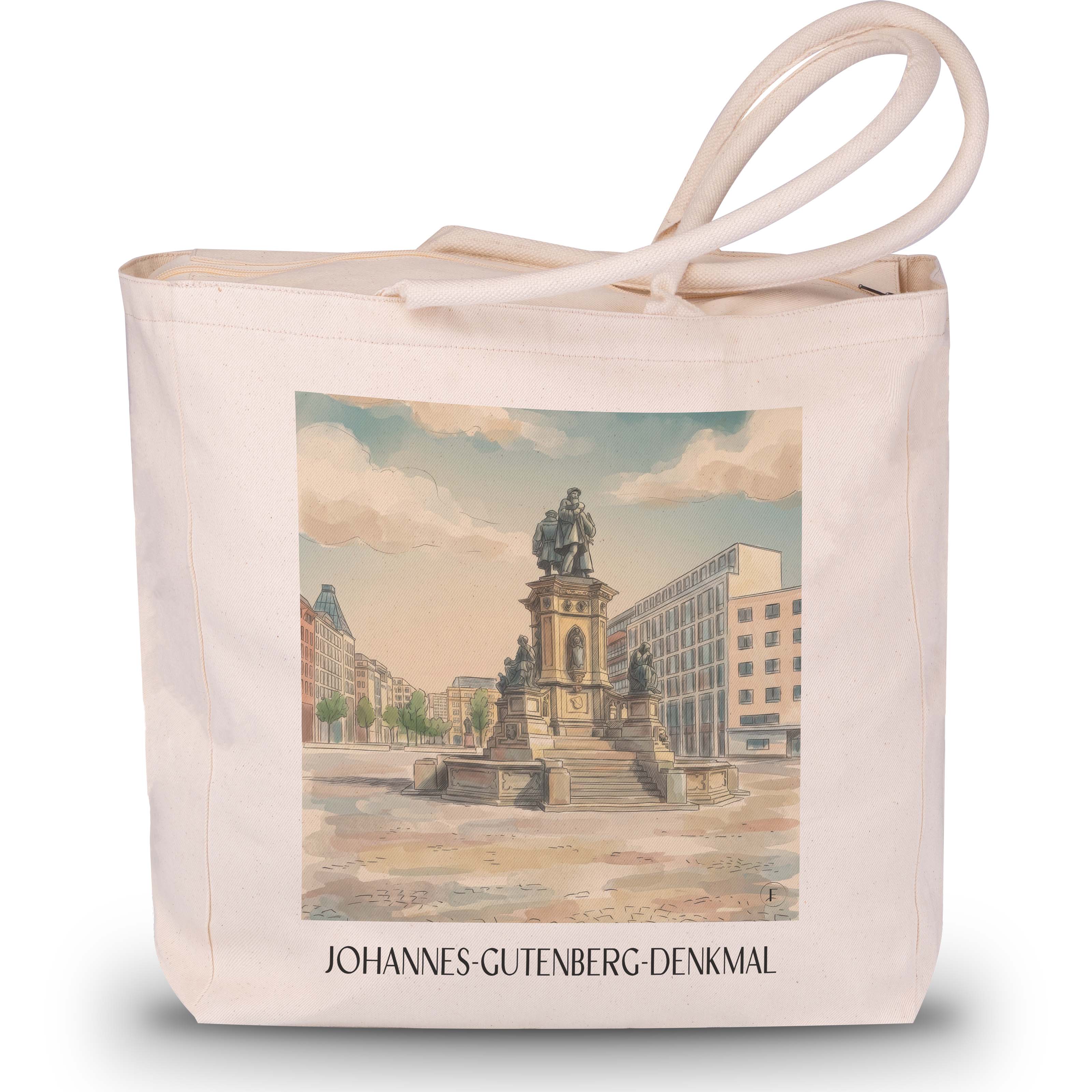 johannes-gutenberg-denkmal-frankfurt--deutschland-einkaufstasche-aquarell