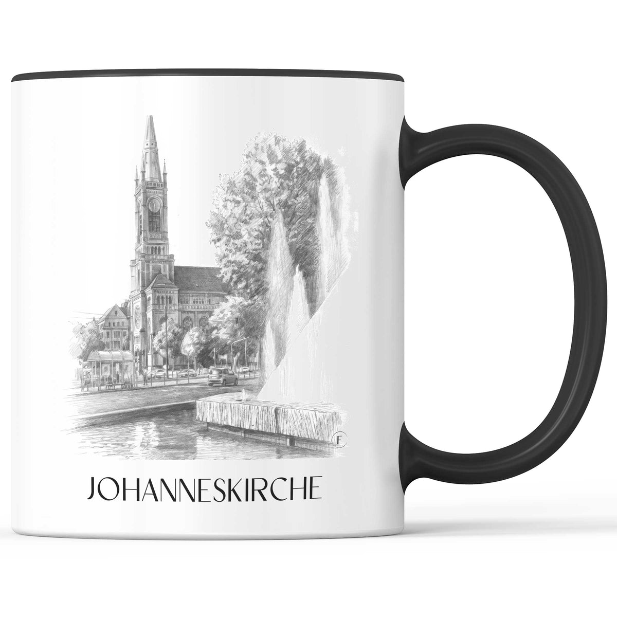 johanneskirche-düsseldorf-deutschland-kaffeebecher-bleistift-zeichnung-drawing