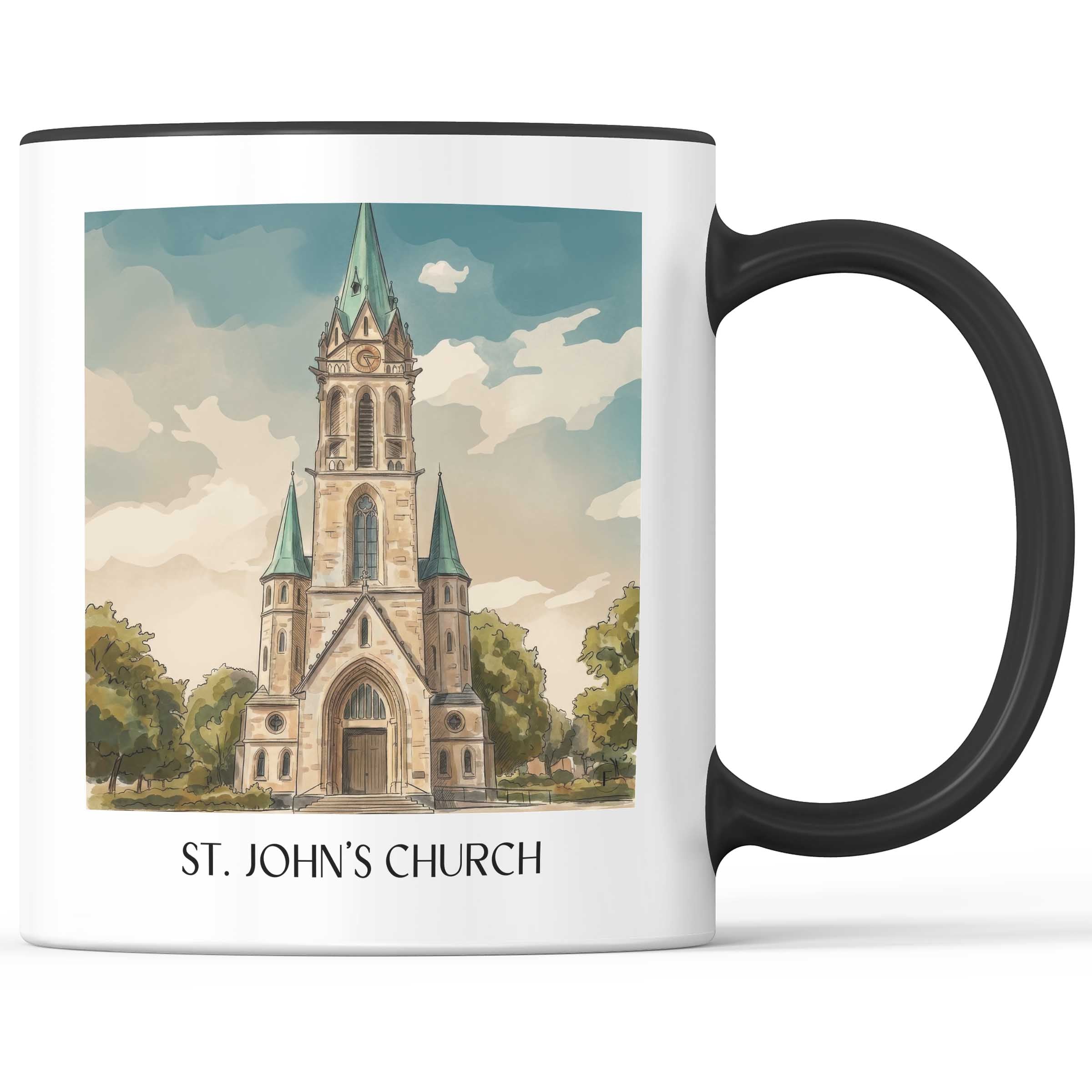 Johanneskirche Kaffeebecher - Darmstadt - Deutschland Becher - Kaffeetasse im Aquarell Stil - favplace