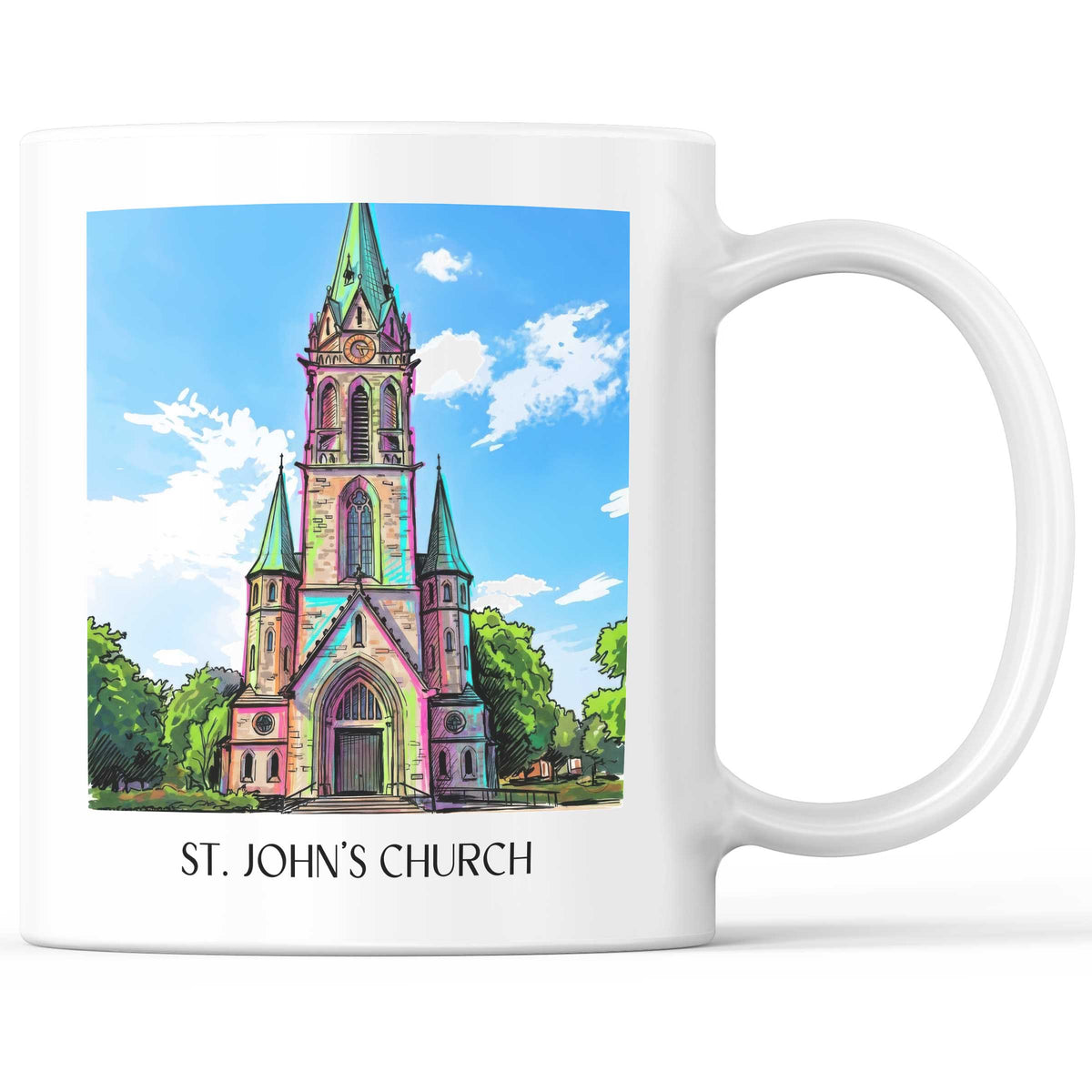 Johanneskirche Kaffeebecher - Darmstadt - Deutschland Becher - Kaffeetasse im Tag Graffiti Stil - favplace