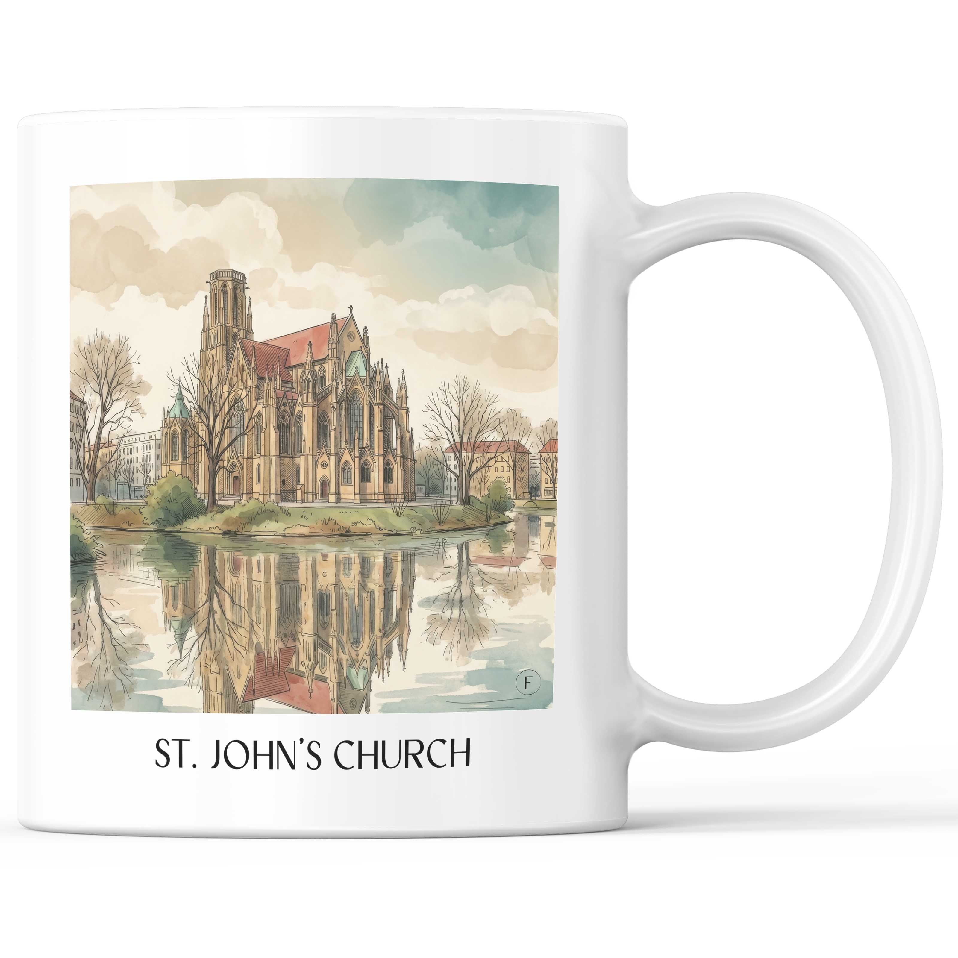 Johanneskirche Kaffeebecher - Stuttgart - Deutschland Becher - Kaffeetasse im Aquarell Stil - favplace