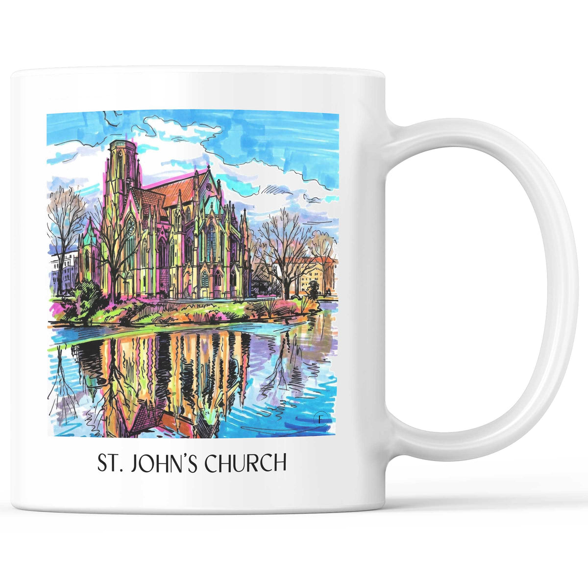 Johanneskirche Kaffeebecher - Stuttgart - Deutschland Becher - Kaffeetasse im Tag Graffiti Stil - favplace