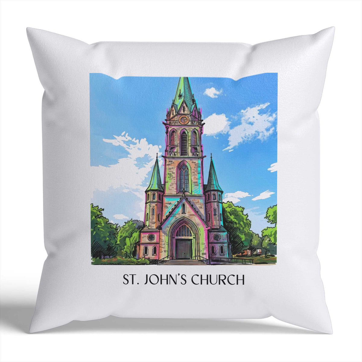 Johanneskirche Kissenhülle - Zierkissen Bezug - Darmstadt - Deutschland Kissen bzw. Kissenbezug im Tag Graffiti Stil - favplace