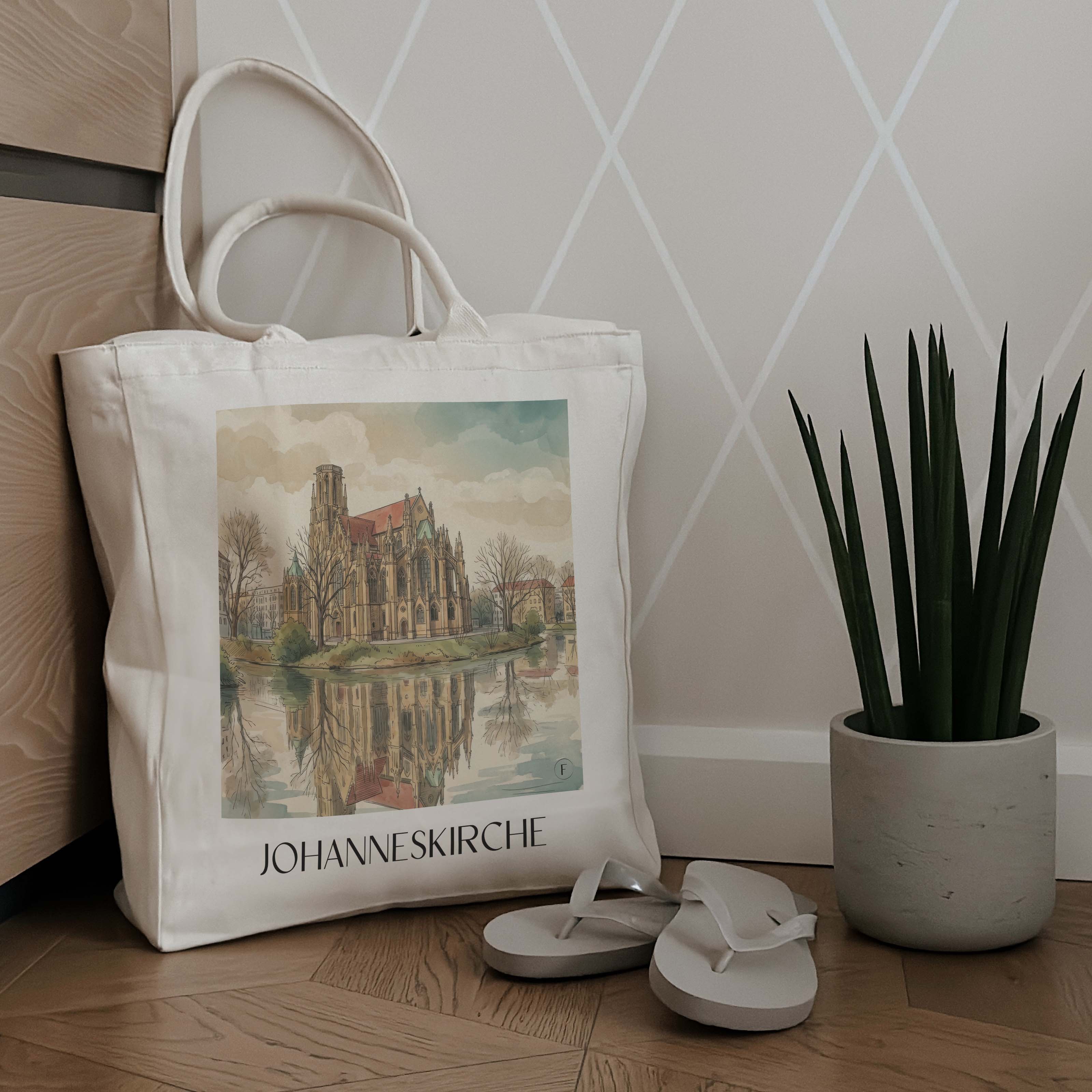 johanneskirche-stuttgart-deutschland-einkaufstasche-aquarell