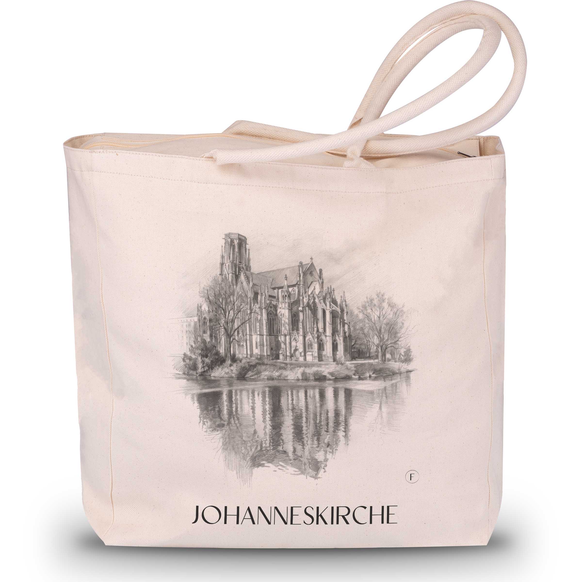 johanneskirche-stuttgart-deutschland-einkaufstasche-bleistift-zeichnung-drawing
