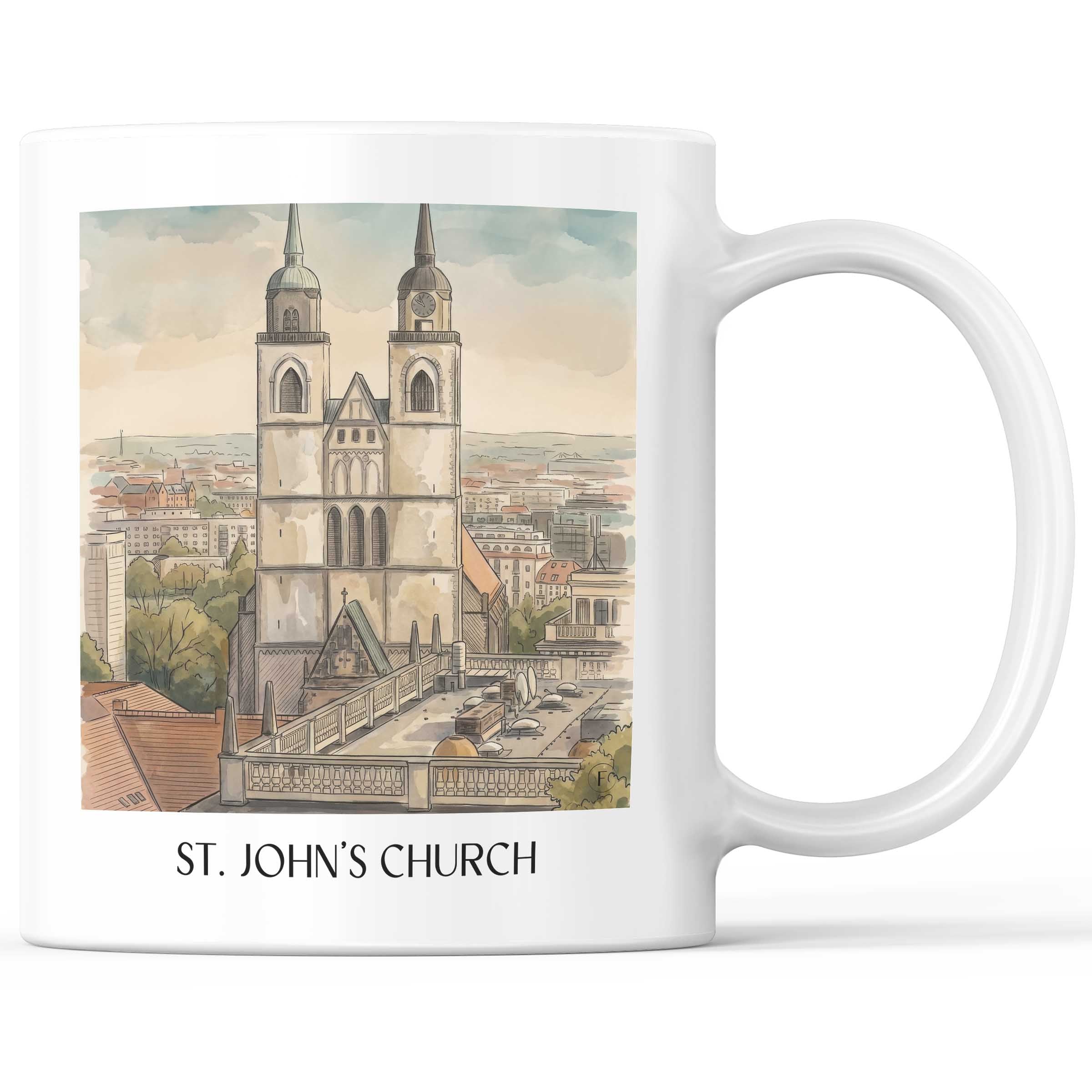 Johanniskirche Kaffeebecher - Magdeburg - Deutschland Becher - Kaffeetasse im Aquarell Stil - favplace