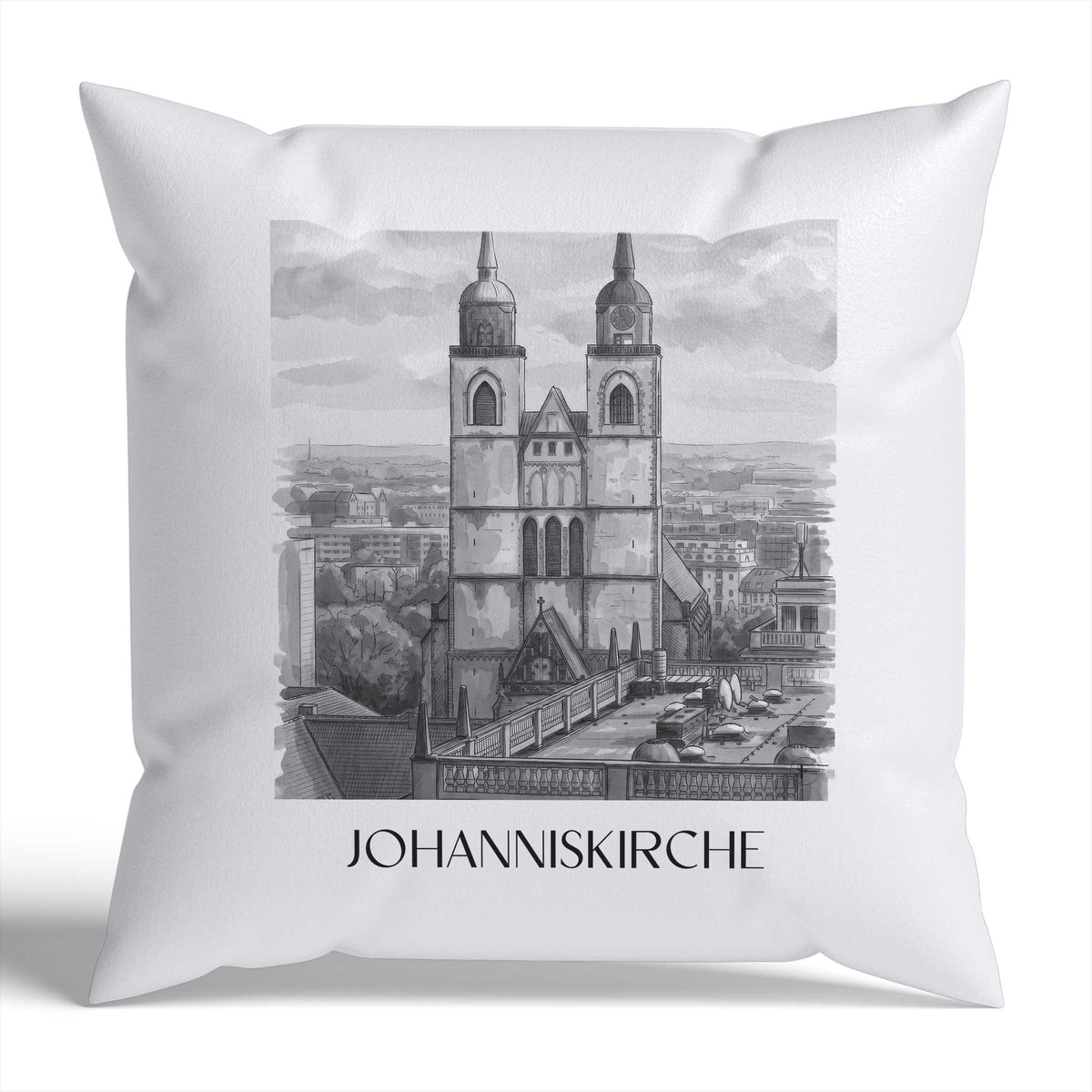 johanniskirche-magdeburg-deutschland-kissenbezug-aquarell-schwarz-weiss